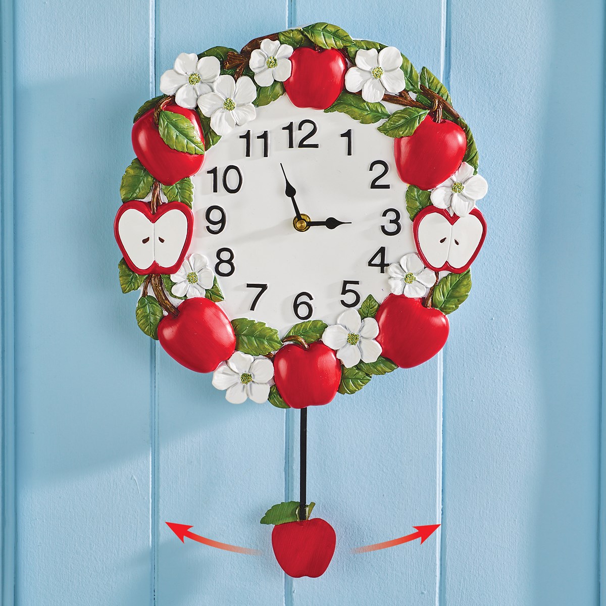 HandPainted Apple Blossom Pendulum Wall Clock Collections Etc.