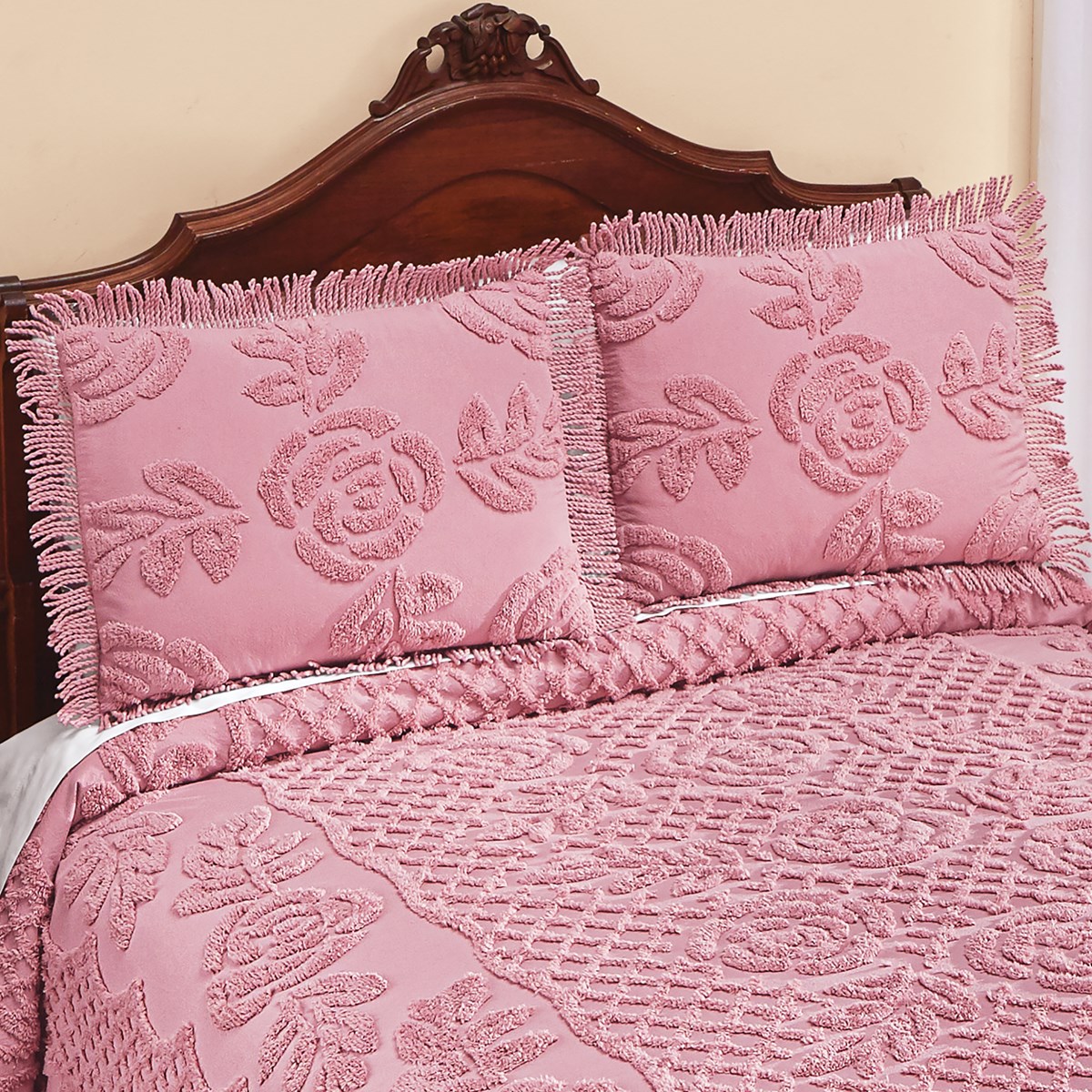 Lattice Rose Chenille Standard Size Pillow Sham Cover Collections Etc.