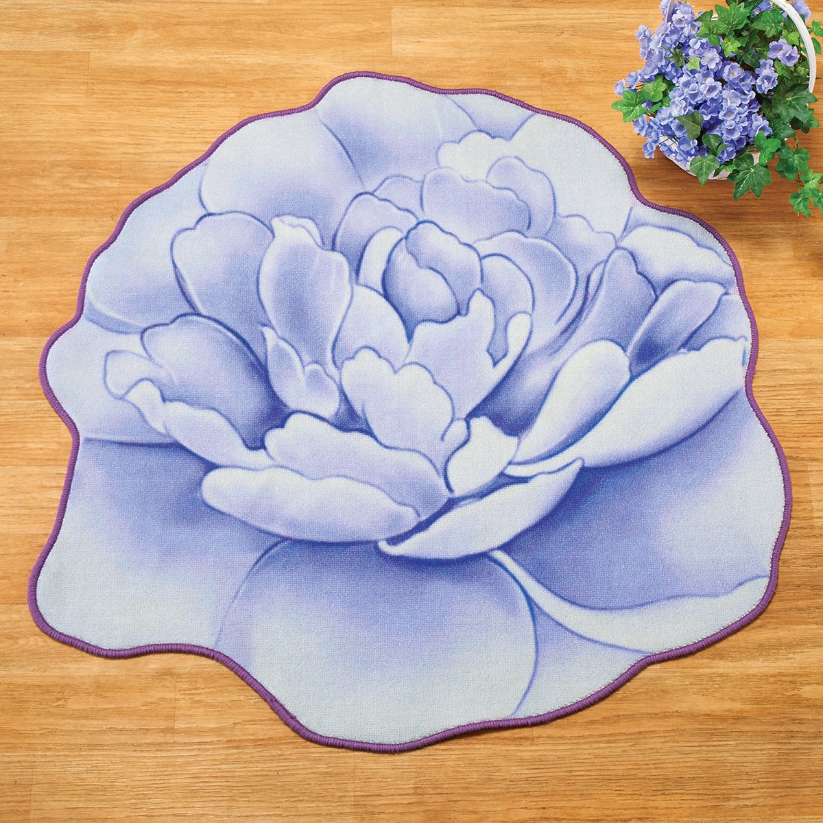 Blooming Peony Shaped Skid-Resistant Rug | Collections Etc.