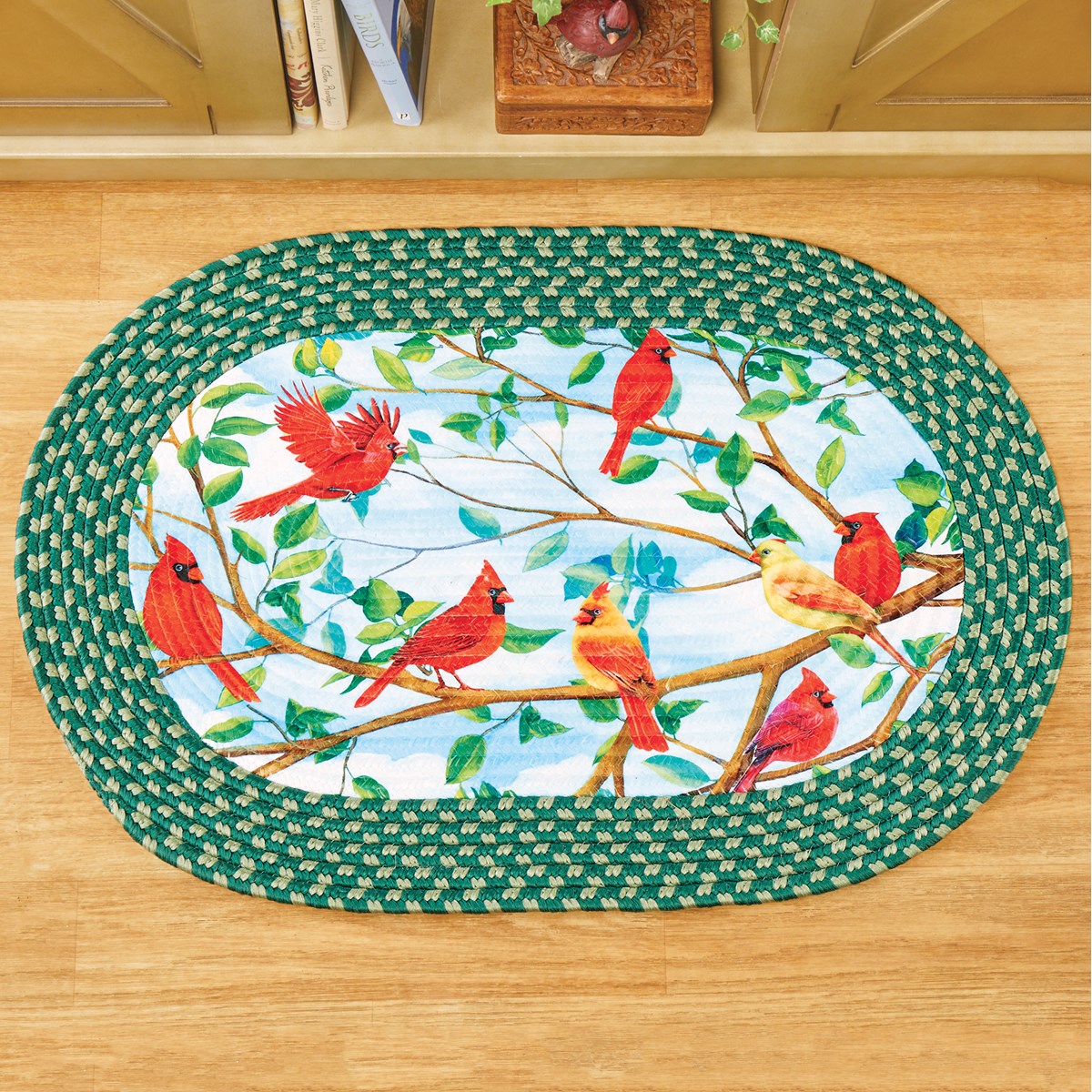 Cardinal Branch Green Braided Border Accent Rug Collections Etc.