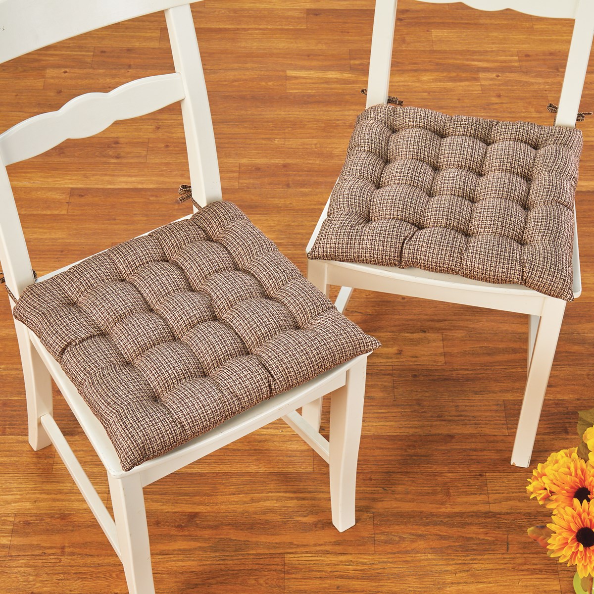 Tufted LinenStyle Chair Cushions Set of 2 Collections Etc.