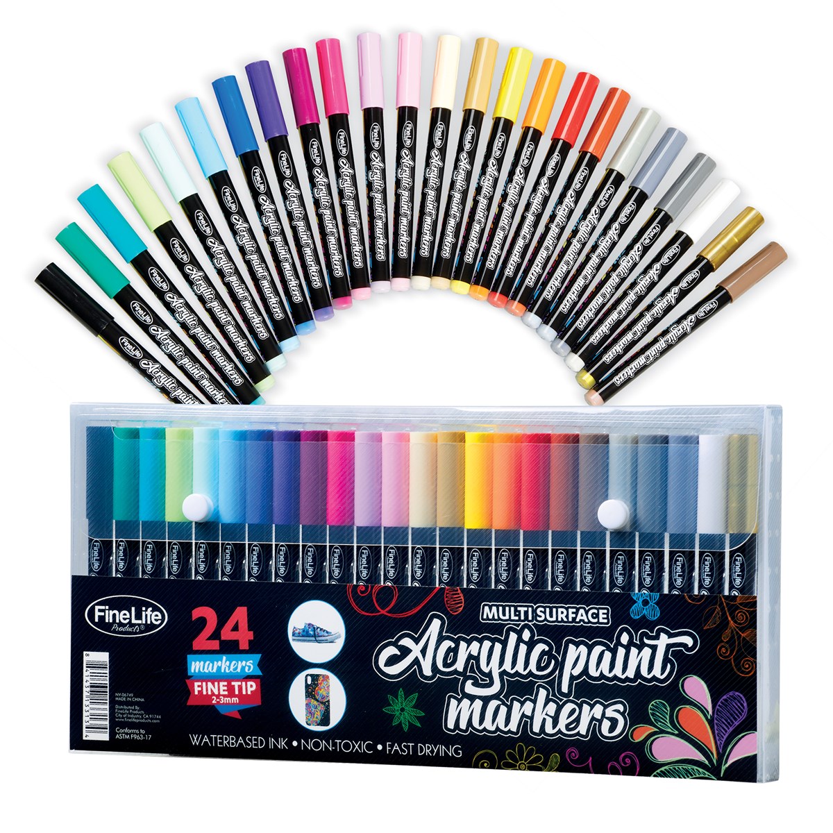 Fine Tip Colored Acrylic Paint Markers Set of 24 Collections Etc.