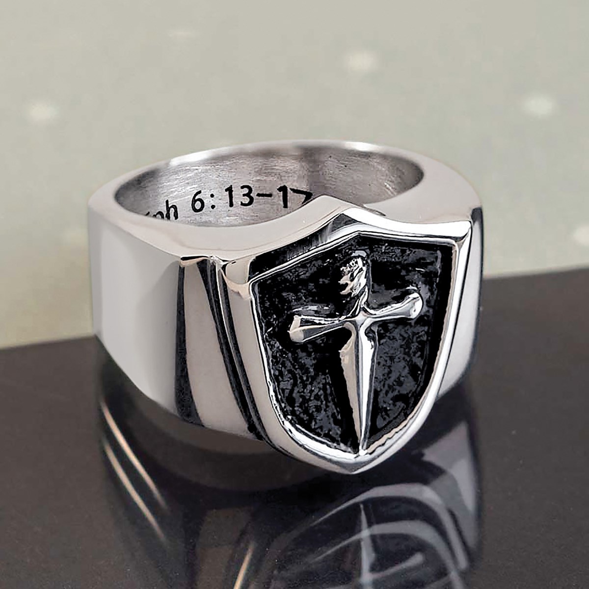 Full Armor of God Stainless Steel Cross Mens Ring Collections Etc.