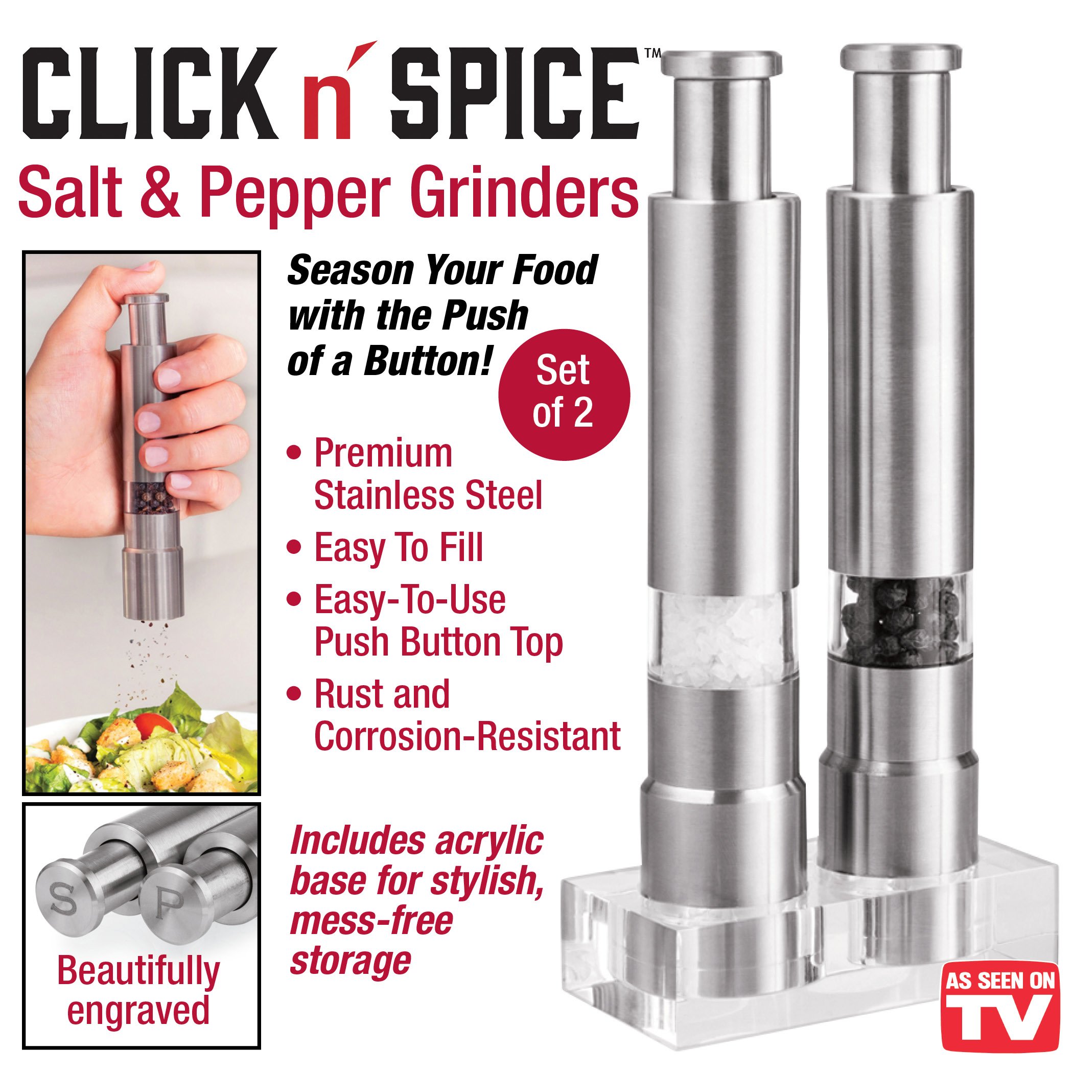 click and spice salt and pepper grinder