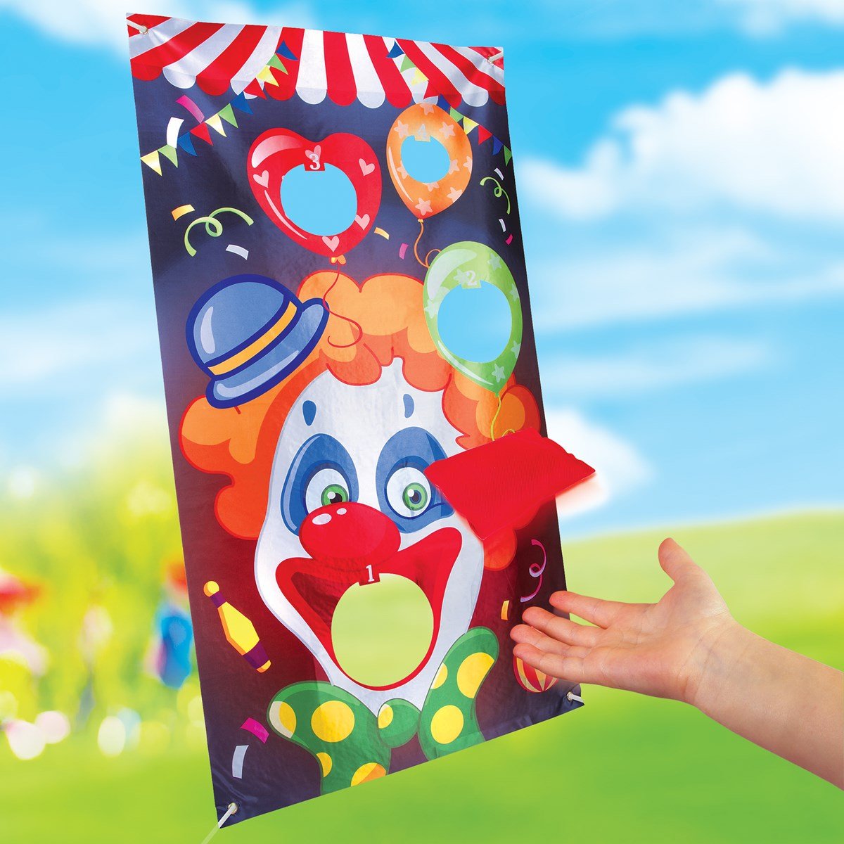Clown CarnivalThemed Bean Bag Toss Game with 3 Bags Collections Etc.