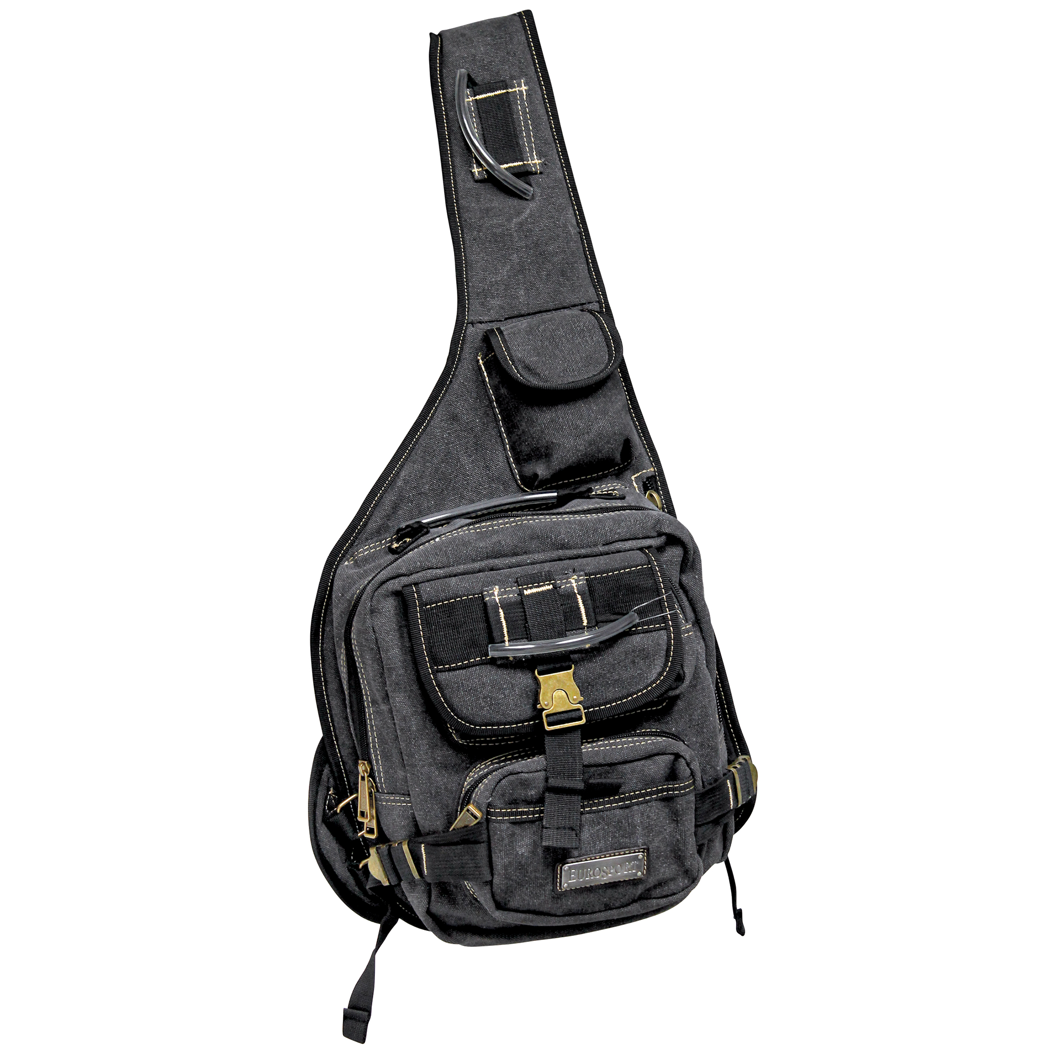 Adjustable Padded Back Panel Cross-Body Sling Day Backpack, Black