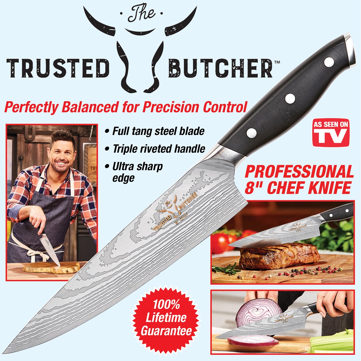 Trusted Butcher 8" Professional Quality Chef Knife Collections Etc.