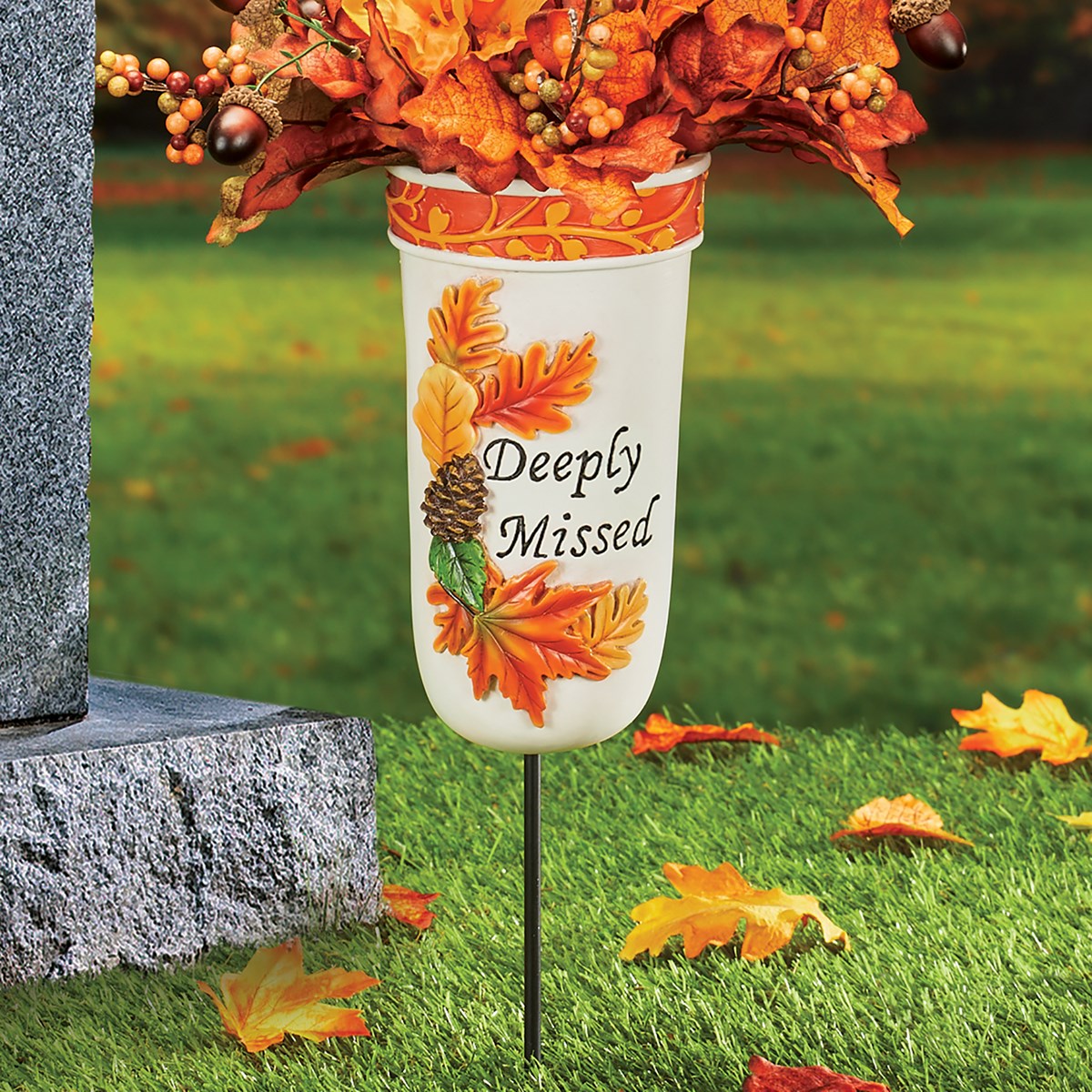 HandPainted Deeply Missed Memorial Vase Garden Stake Collections Etc.