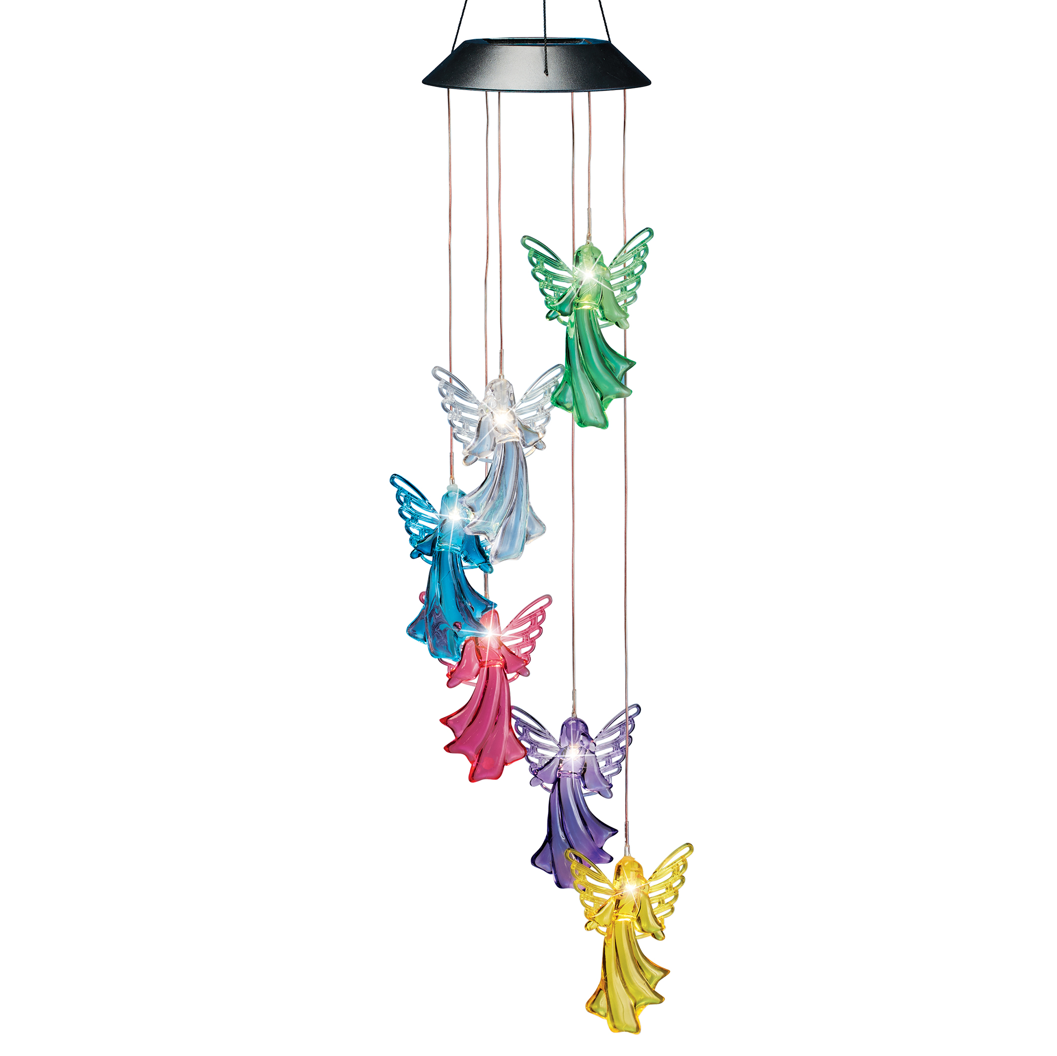 Solar Colorful Hanging Angels Outdoor Garden Mobile NO SIZE Multicolored
