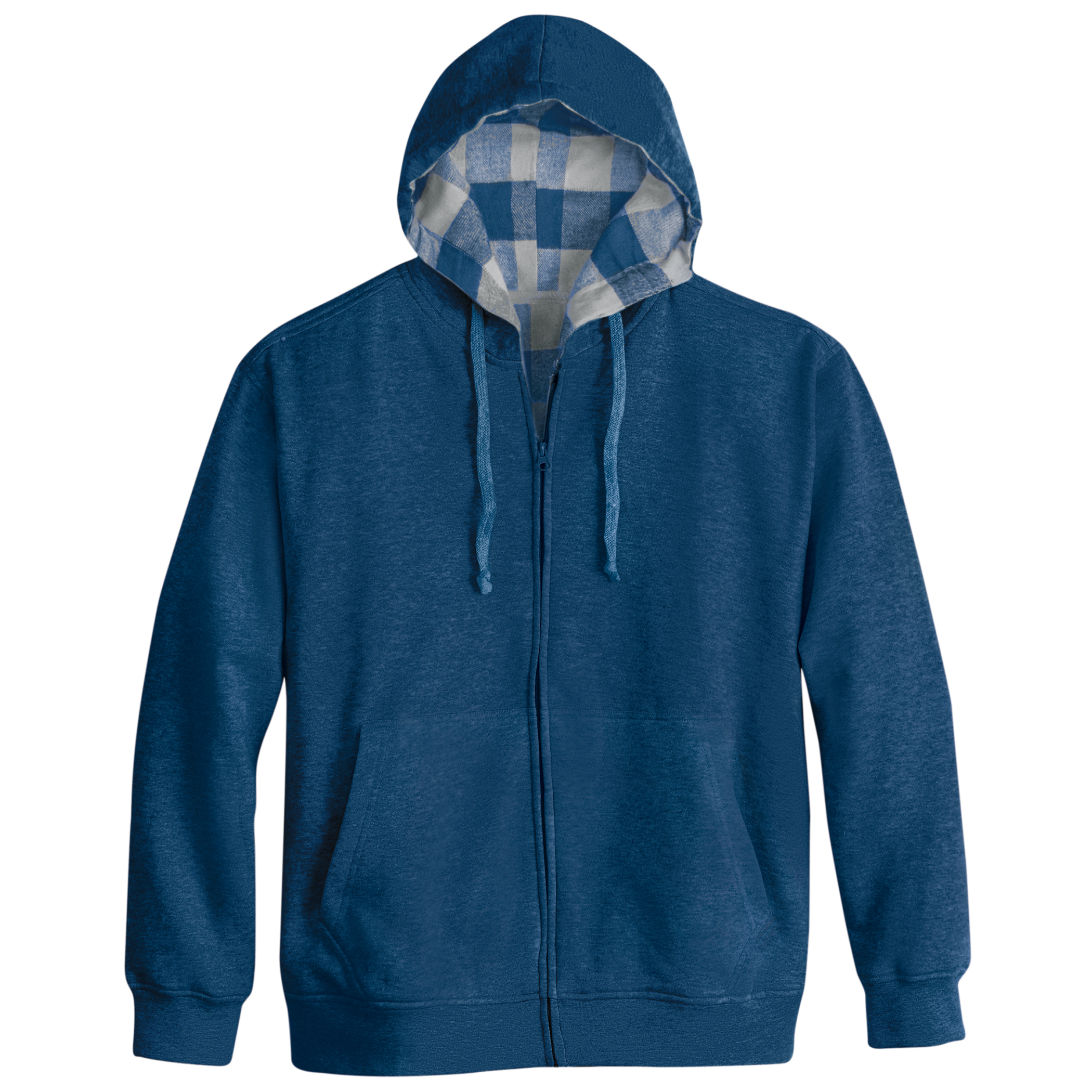 Men's Plaid Lined Knit Long Sleeve Hooded Jacket, Navy, X-Large