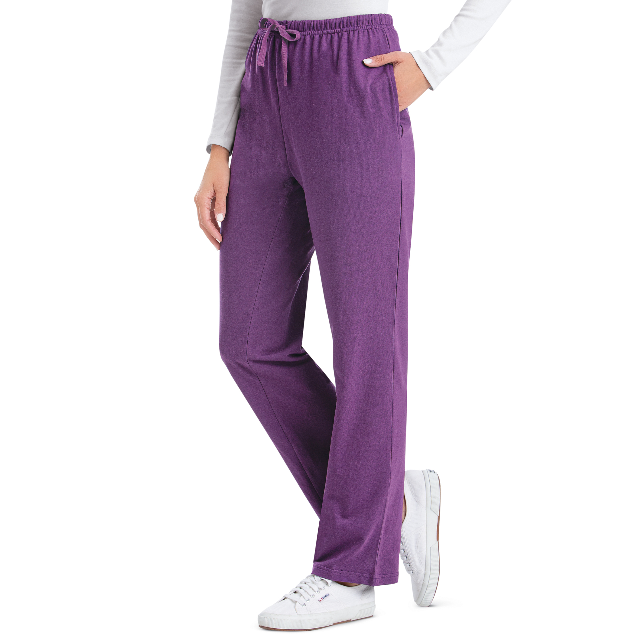Comfortable Elastic Waist Cotton Drawstring Knit Pants - Imagen 5 de 13