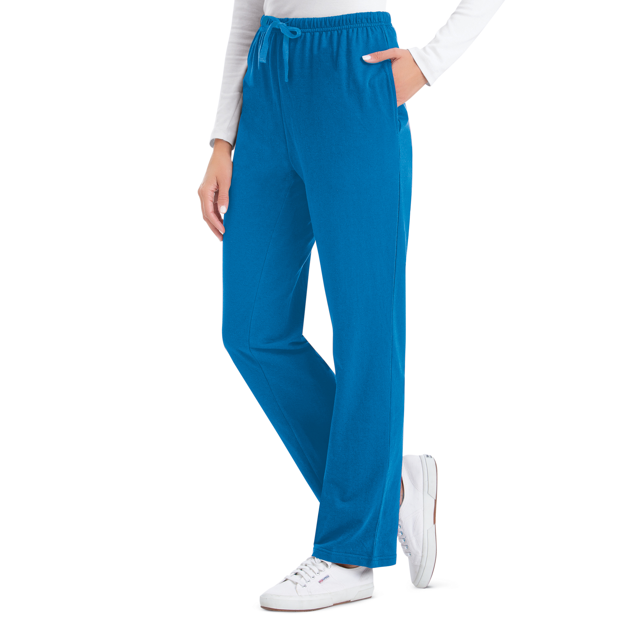 Comfortable Elastic Waist Cotton Drawstring Knit Pants - Imagen 11 de 13
