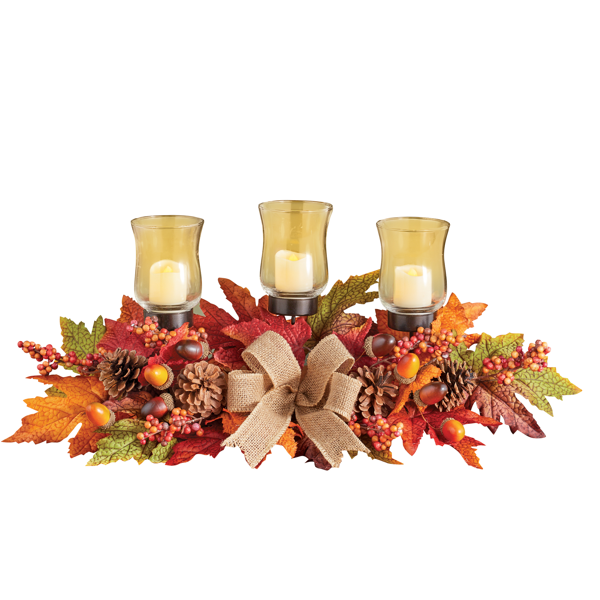 Autumn Leaves Arrangement Votive Candle Centerpiece