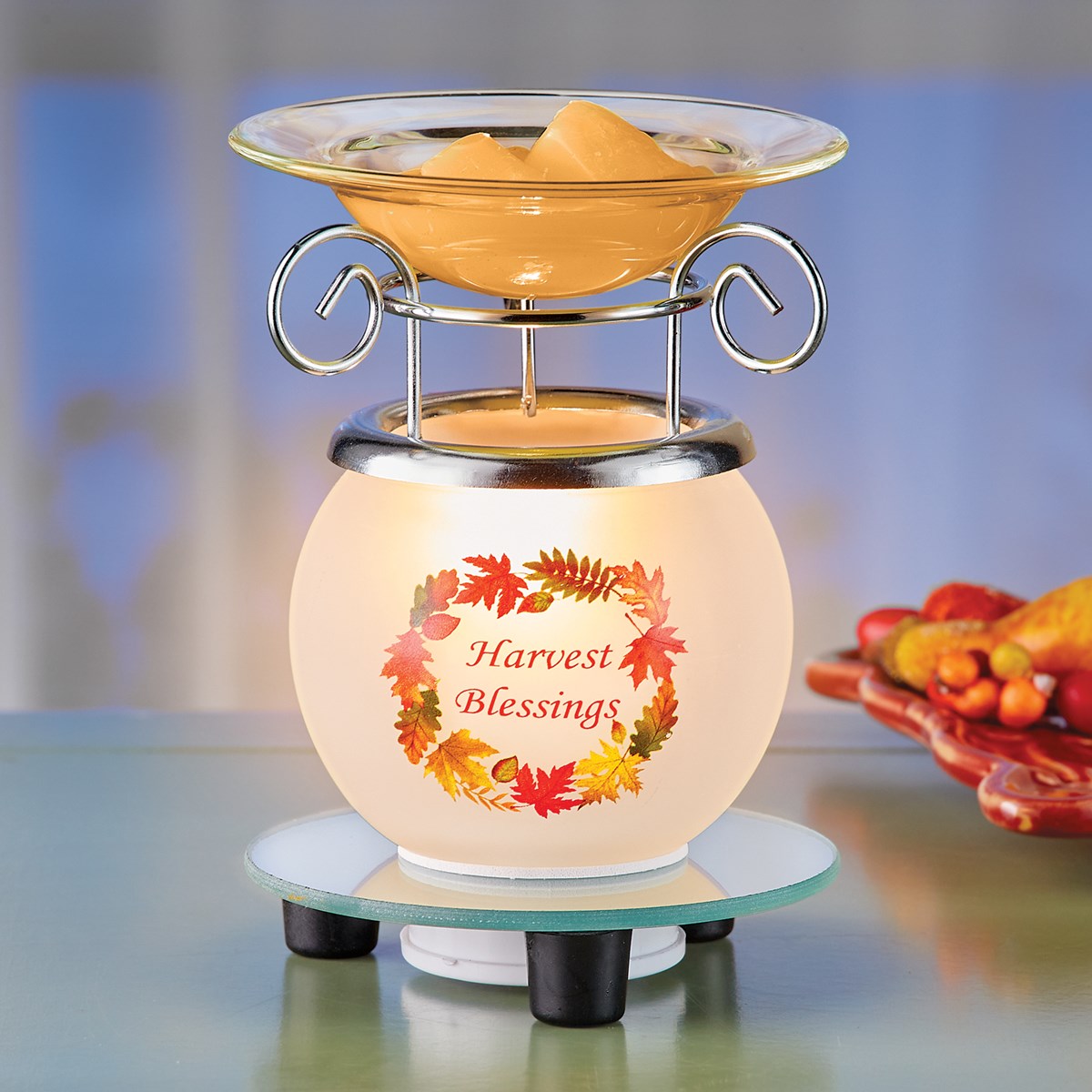 Harvest Blessings Frosted Glass Base Wax Warmer Collections Etc.