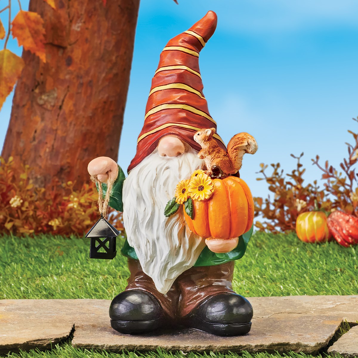 HandPainted Harvest Garden Gnome with Lantern Collections Etc.