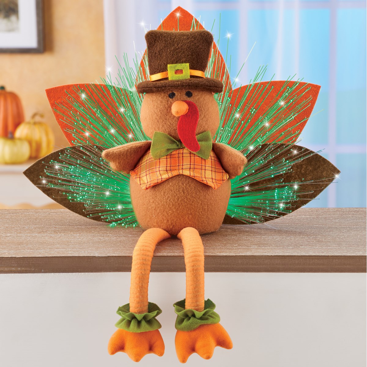 Fiber Optic Color Changing Turkey Sitter Figurine Collections Etc.
