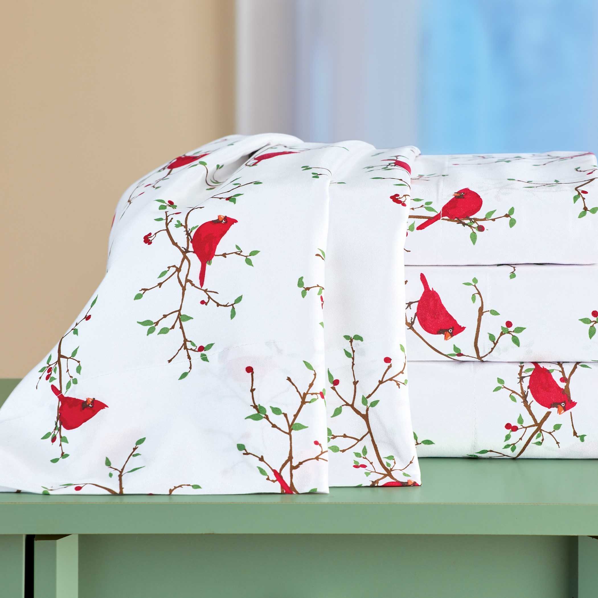 Holiday Cardinals on Branches Bed Sheet Set Collections Etc.