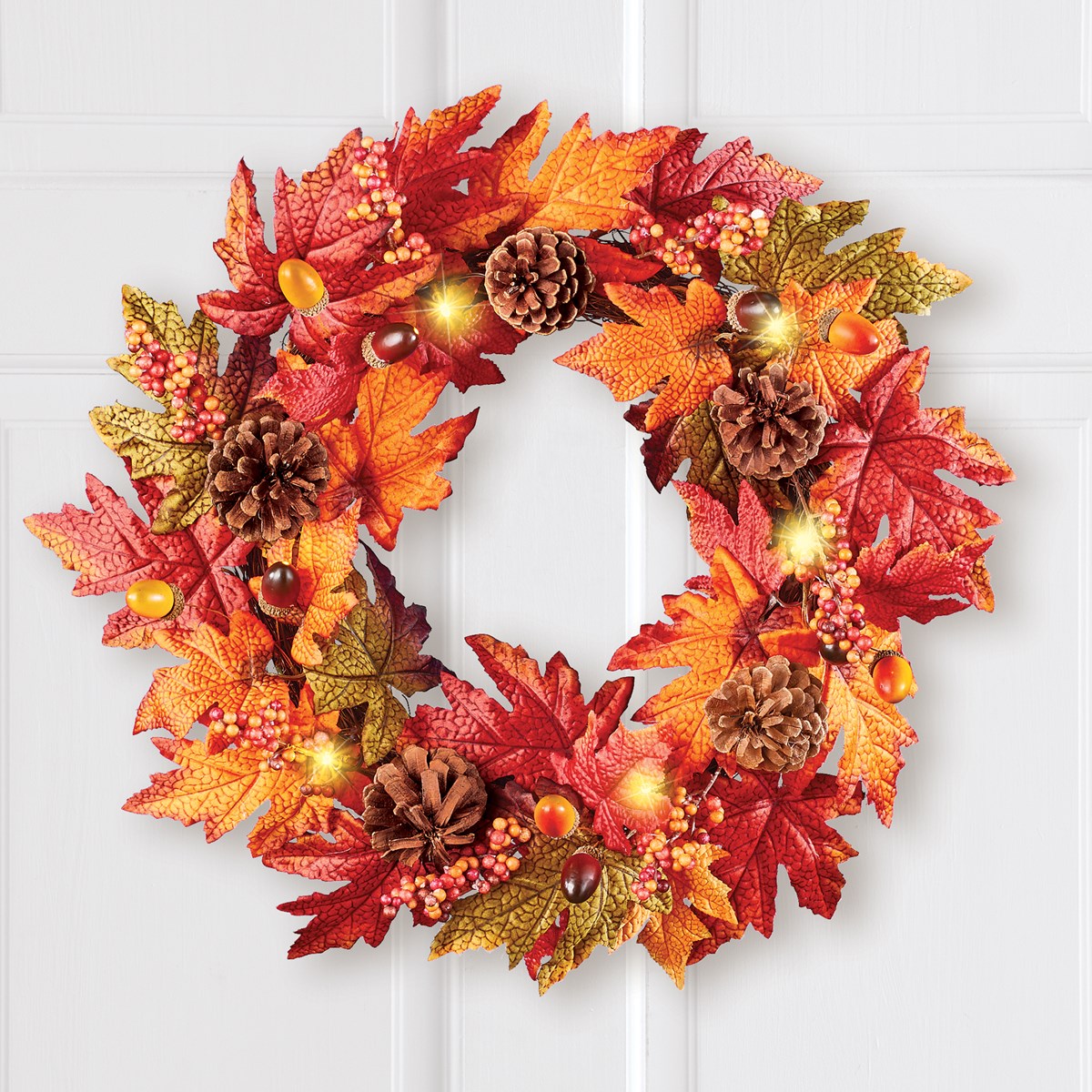 LED Lighted Outdoor Fall Leaves Autumn Wreath Collections Etc.