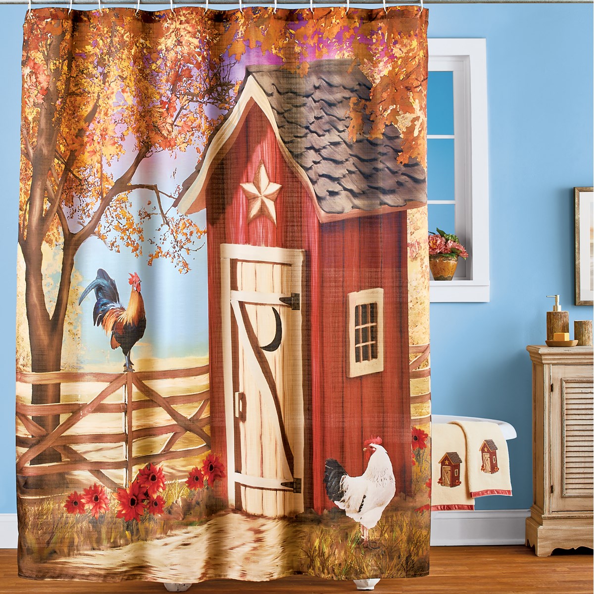 Rustic Country Outhouse Bathroom Shower Curtain | Collections Etc.