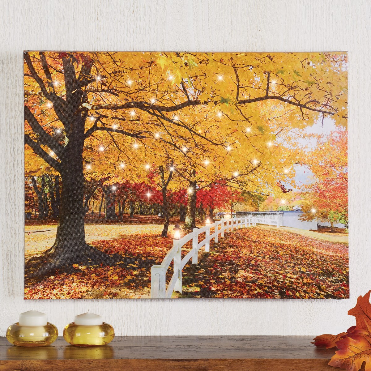 Lighted Fiber Optic ColorChanging Autumn Day Canvas Collections Etc.