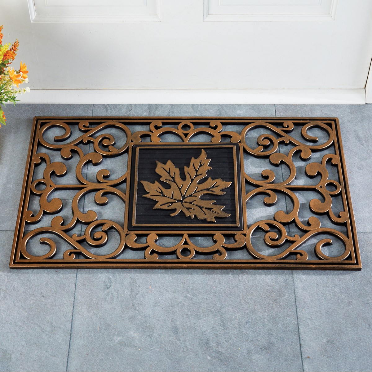 HideAKey Spare Key Hider Door Mat with Leaf Insert Collections Etc.