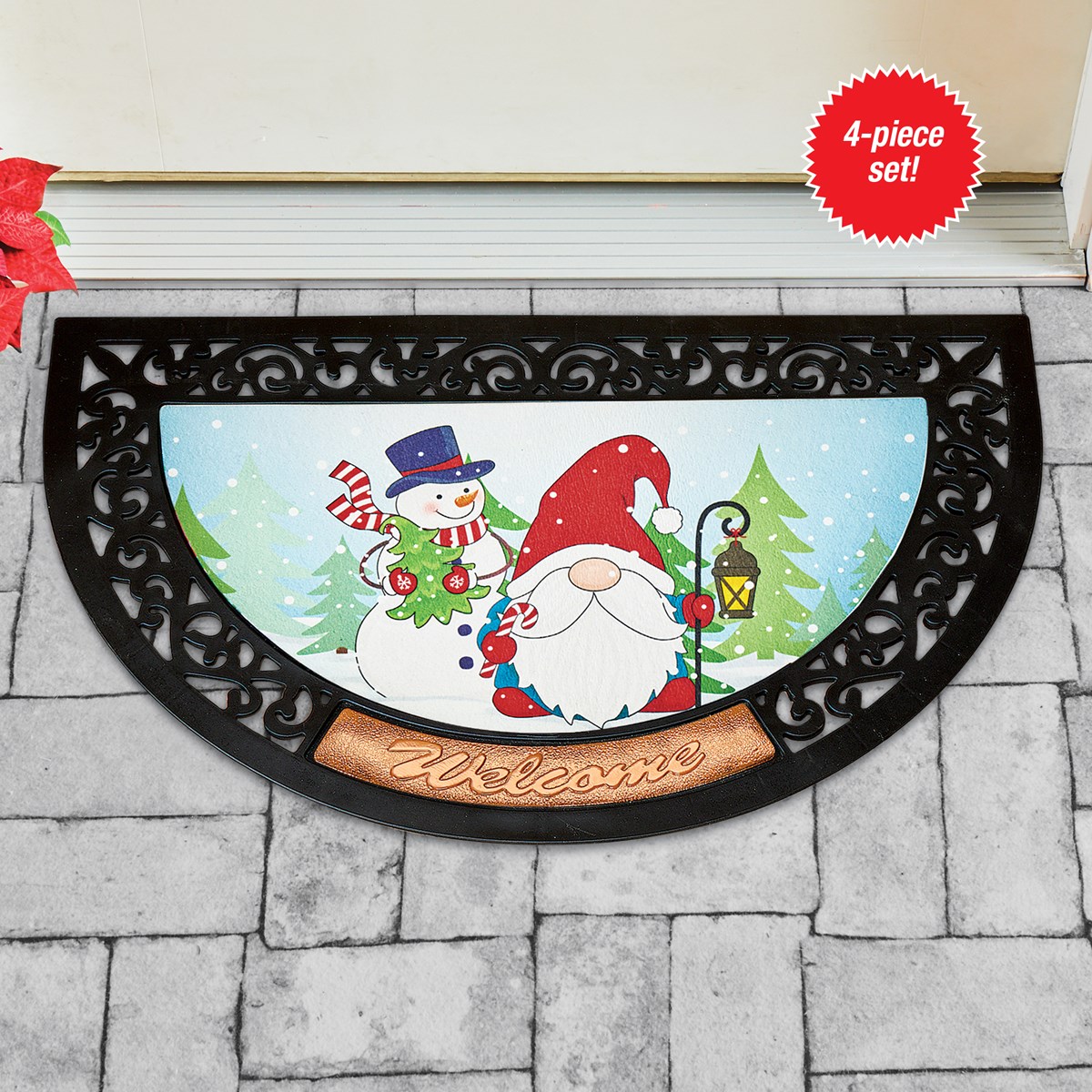 4pc. Gnome Seasonal Door Mat with Interchangeable Inserts