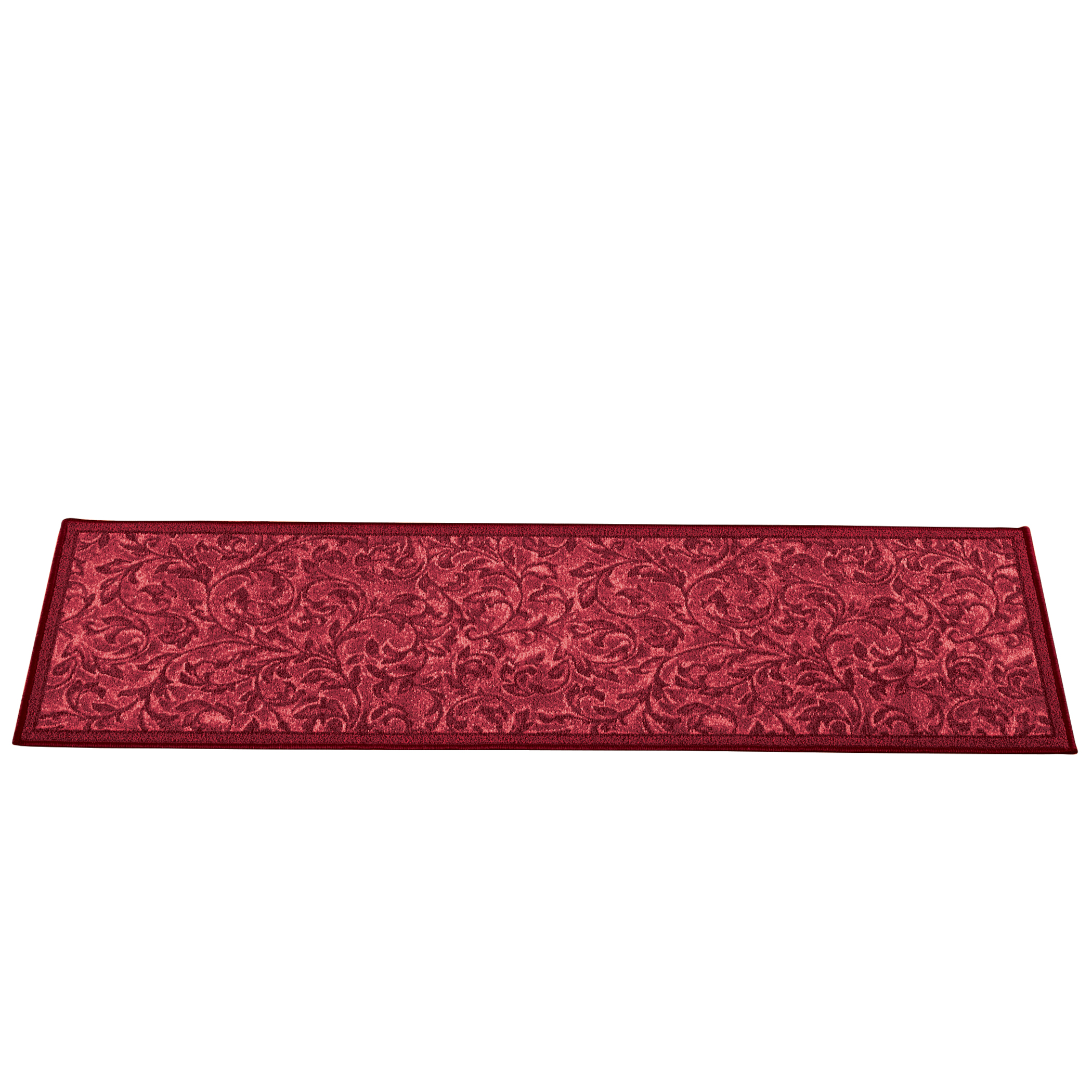 Siena Elegant Scrolling Leaf Design Accent Rug, Burgundy, 20" X 59"