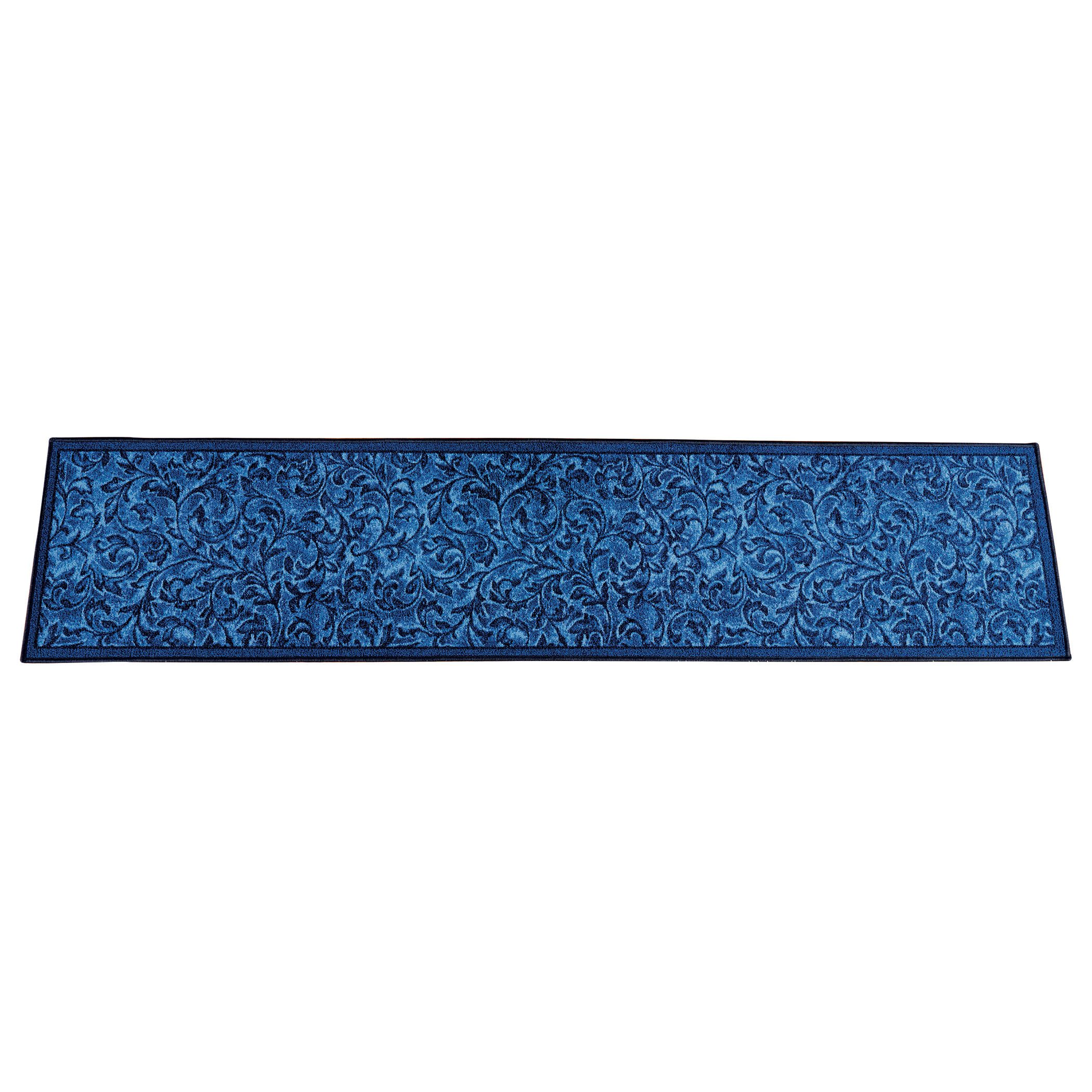Elegant Siena Scrolling Leaf Design Extra Long Runner Rug, Blue, 20" X 90"