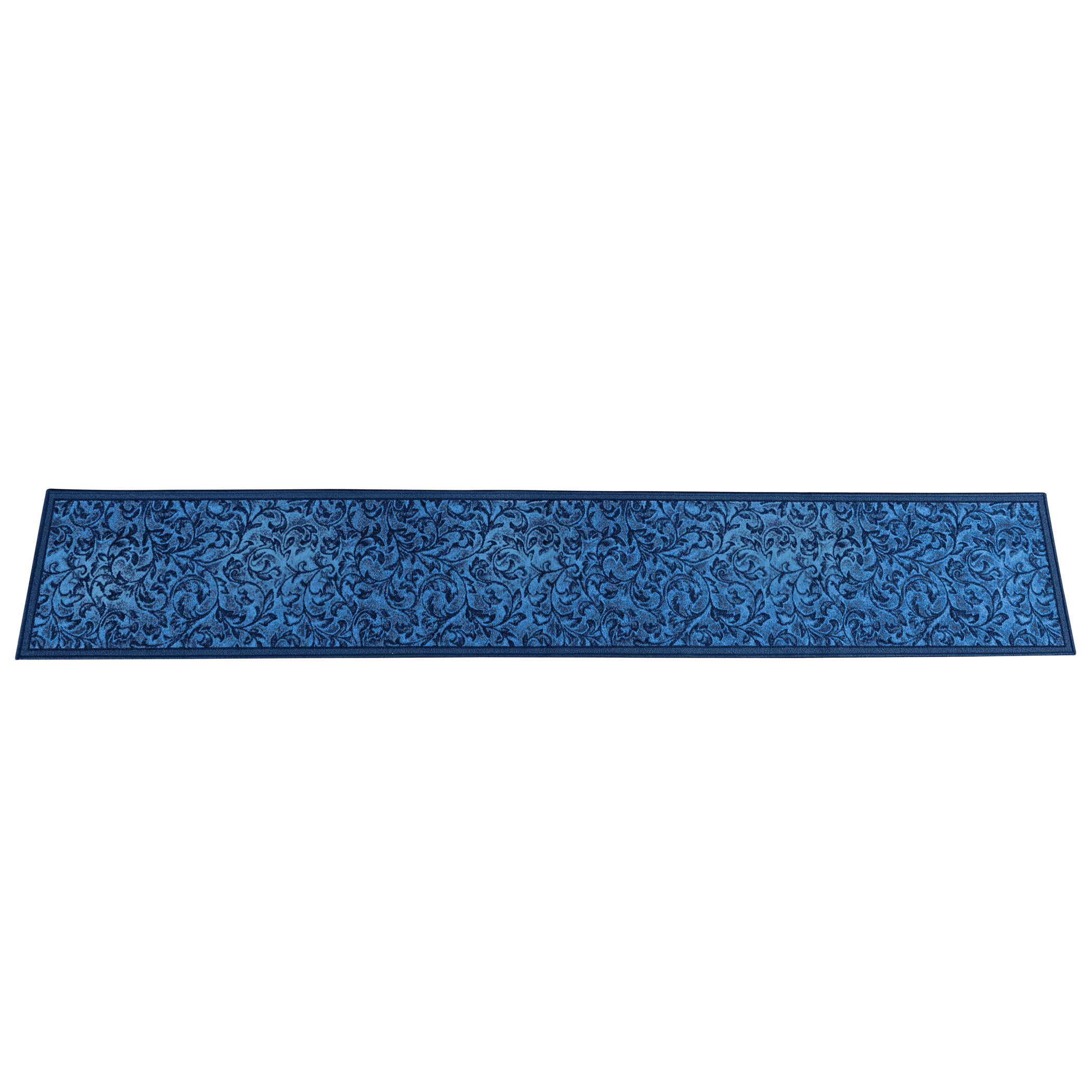 Elegant Siena Scrolling Leaf Design Extra Long Runner Rug 20" x 90" Blue, 20" x 90"