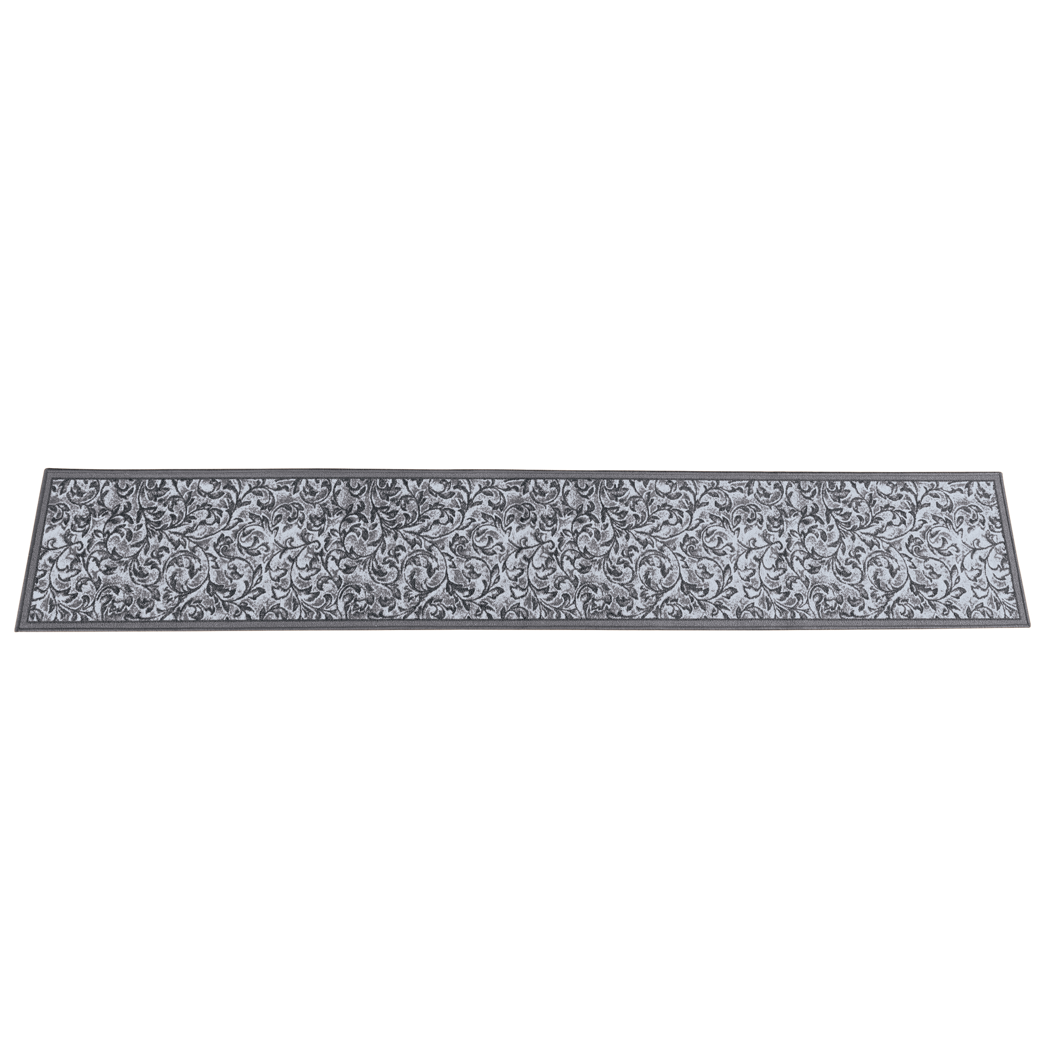 Elegant Siena Scrolling Leaf Design Extra Long Runner Rug, Grey, 20" X 120"