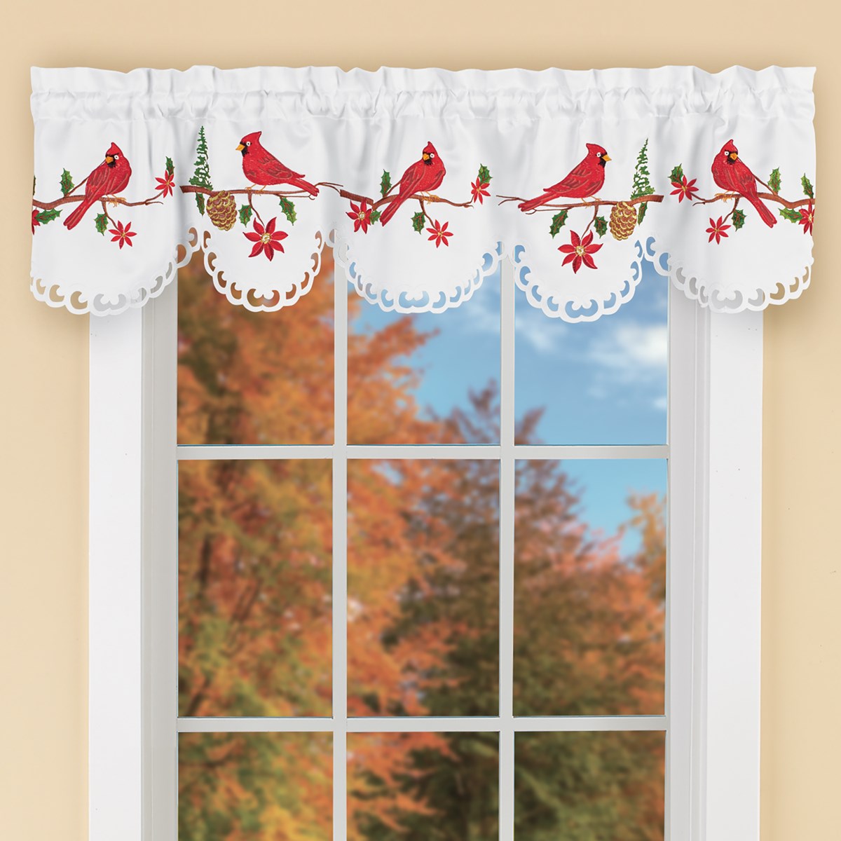 Cardinal & Pine Embroidered Window Curtains Collections Etc.