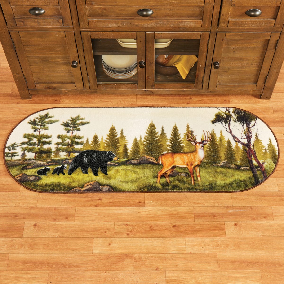 SkidResistant Woodland Animal Scene Runner Rug Collections Etc.