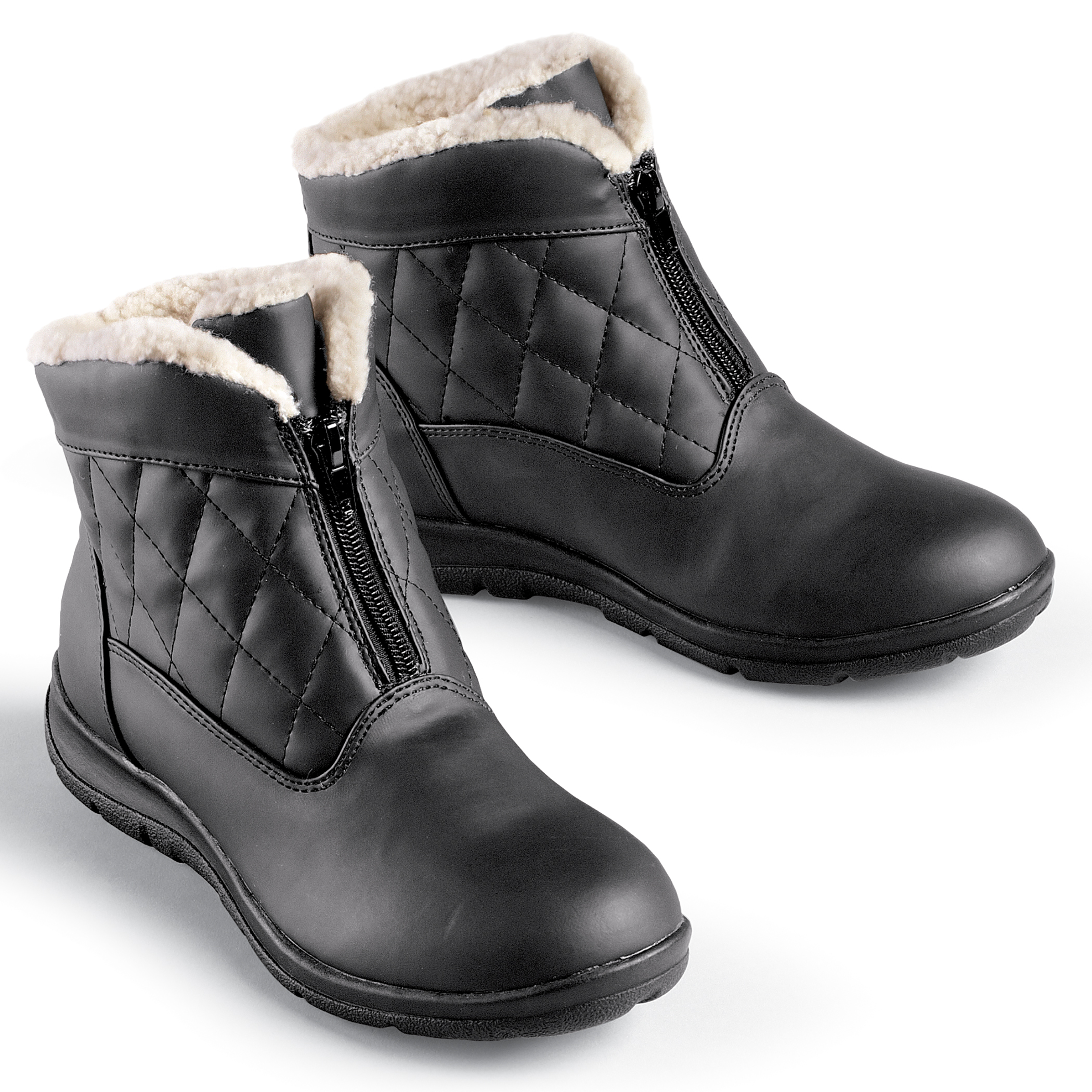 Extra Wide Width Classic Quilted Front Zip Ankle Boots