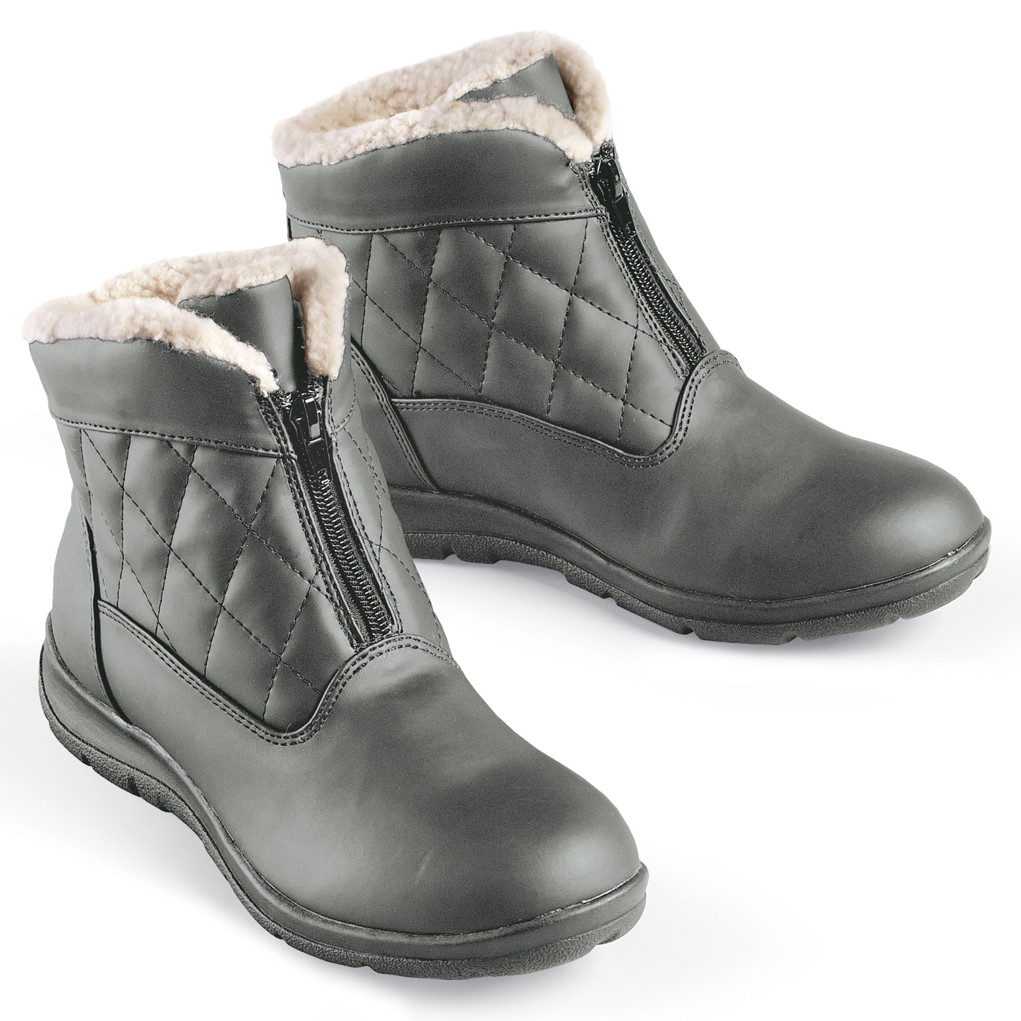 Extra Wide Width Classic Quilted Front Zip Ankle Boots, Pewter, 9