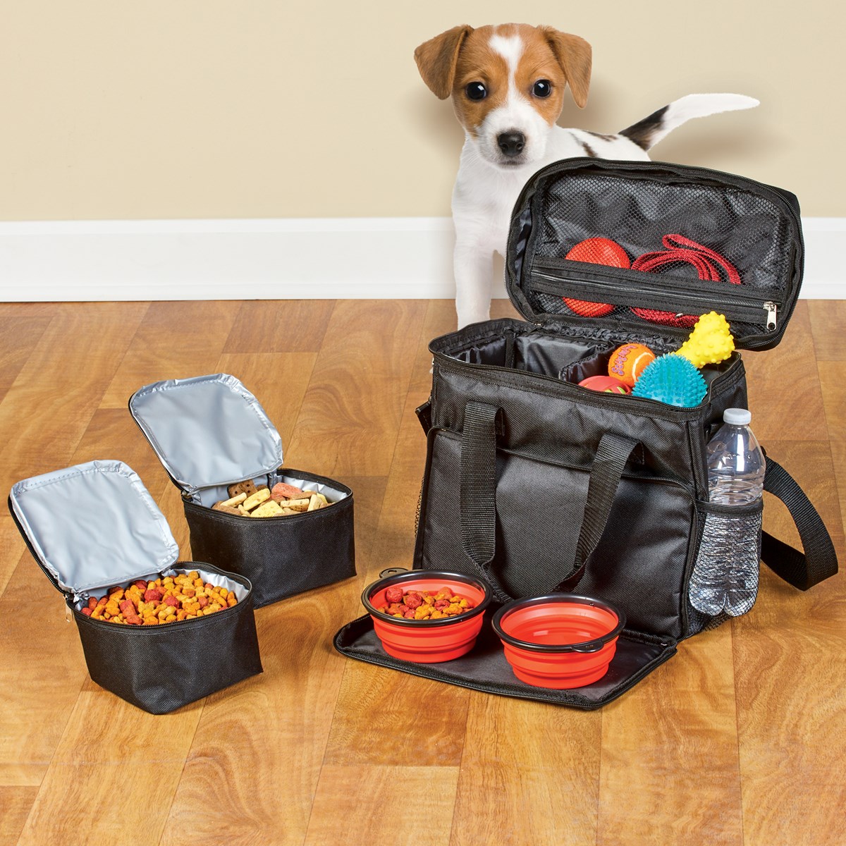 Pet Travel Organizer Bag Set with MultiFunction Pockets Collections Etc.