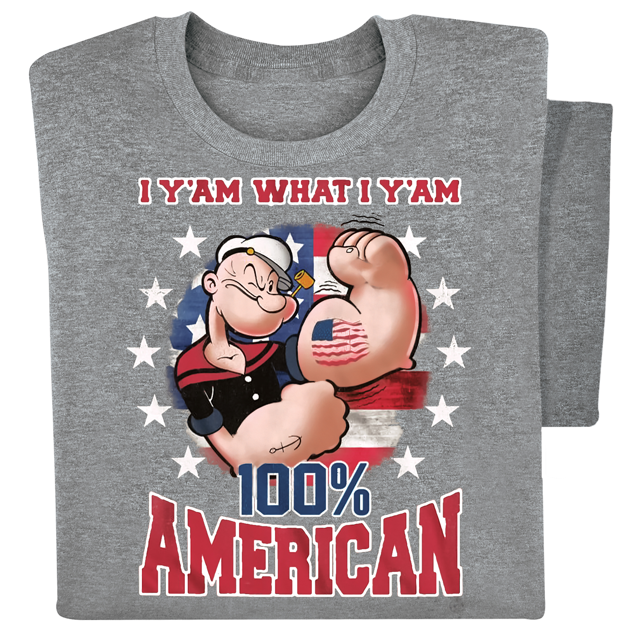 Popeye I Y'am What I Y'am 100% American T-Shirt Large Unisex Graphite