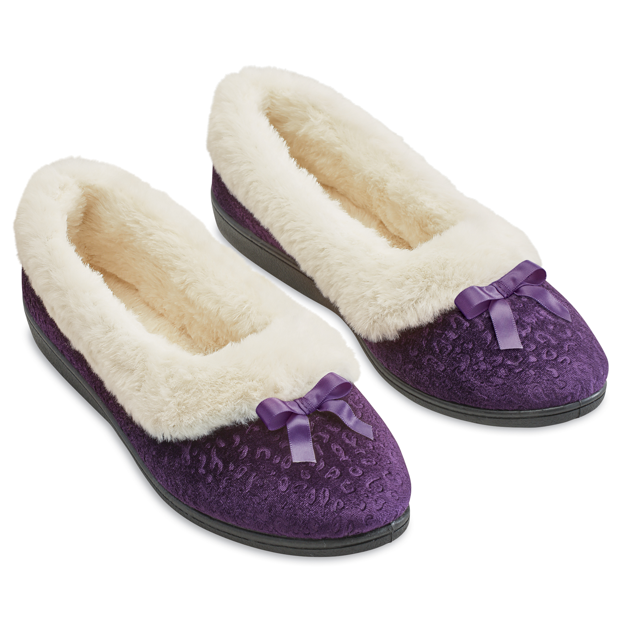 Velour and Plush Lining Finish Velvet House Slippers X-Large Purple