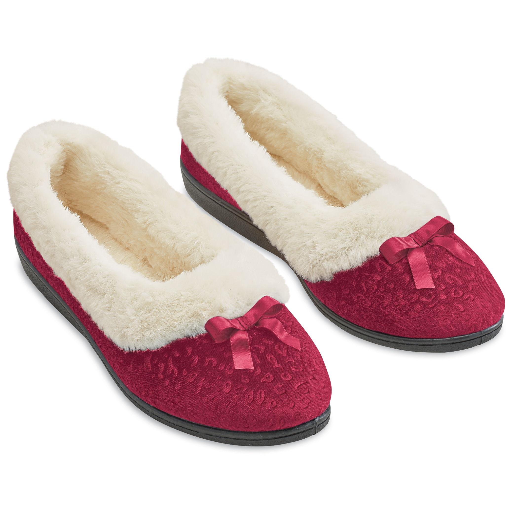 Velour and Plush Lining Finish Velvet House Slippers X-Large Red