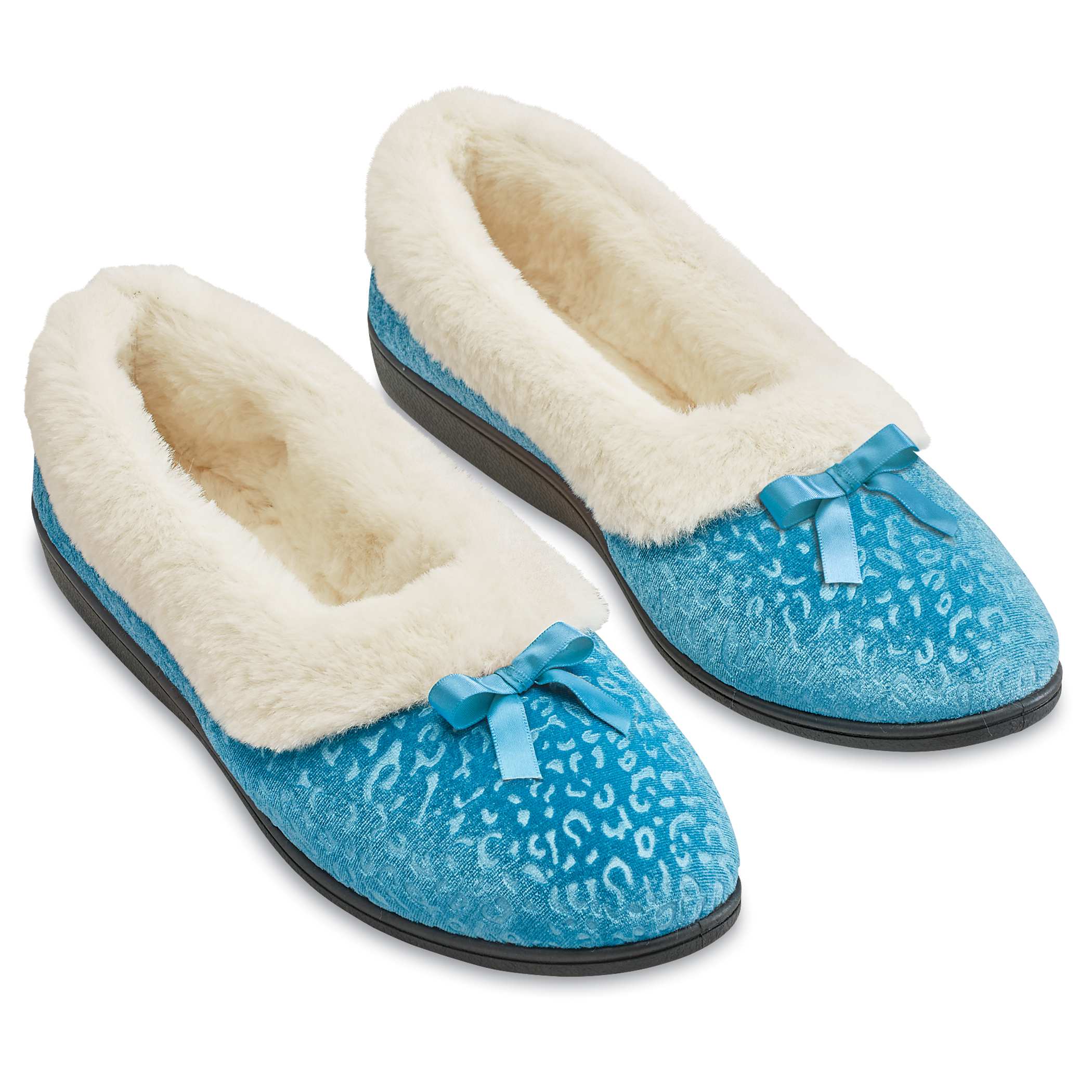 Velour and Plush Lining Finish Velvet House Slippers X-Large Teal