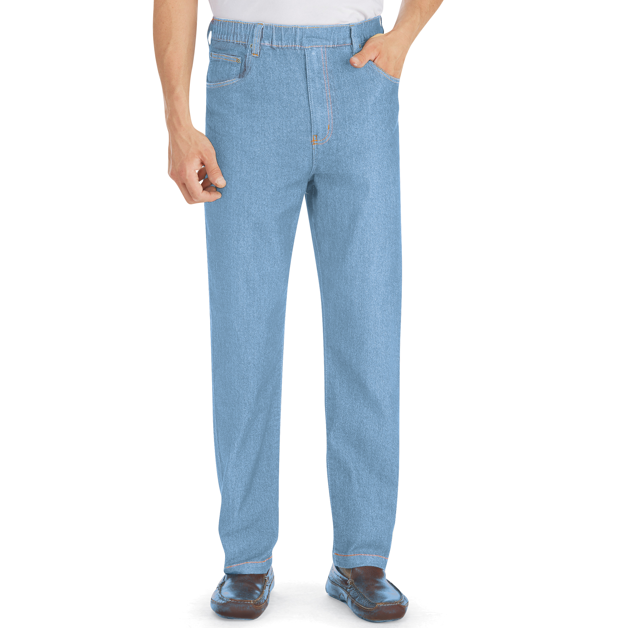 Men's Classic Denim Styling Cotton Pull-On Jeans - Picture 14 of 17