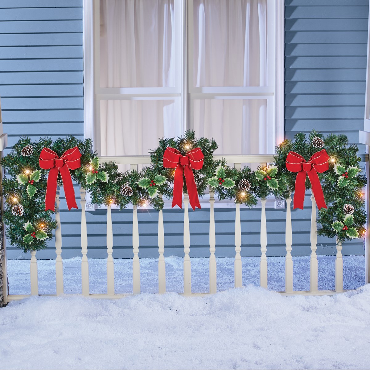 Frosted Artificial Solar Christmas Holiday Garland Collections Etc.