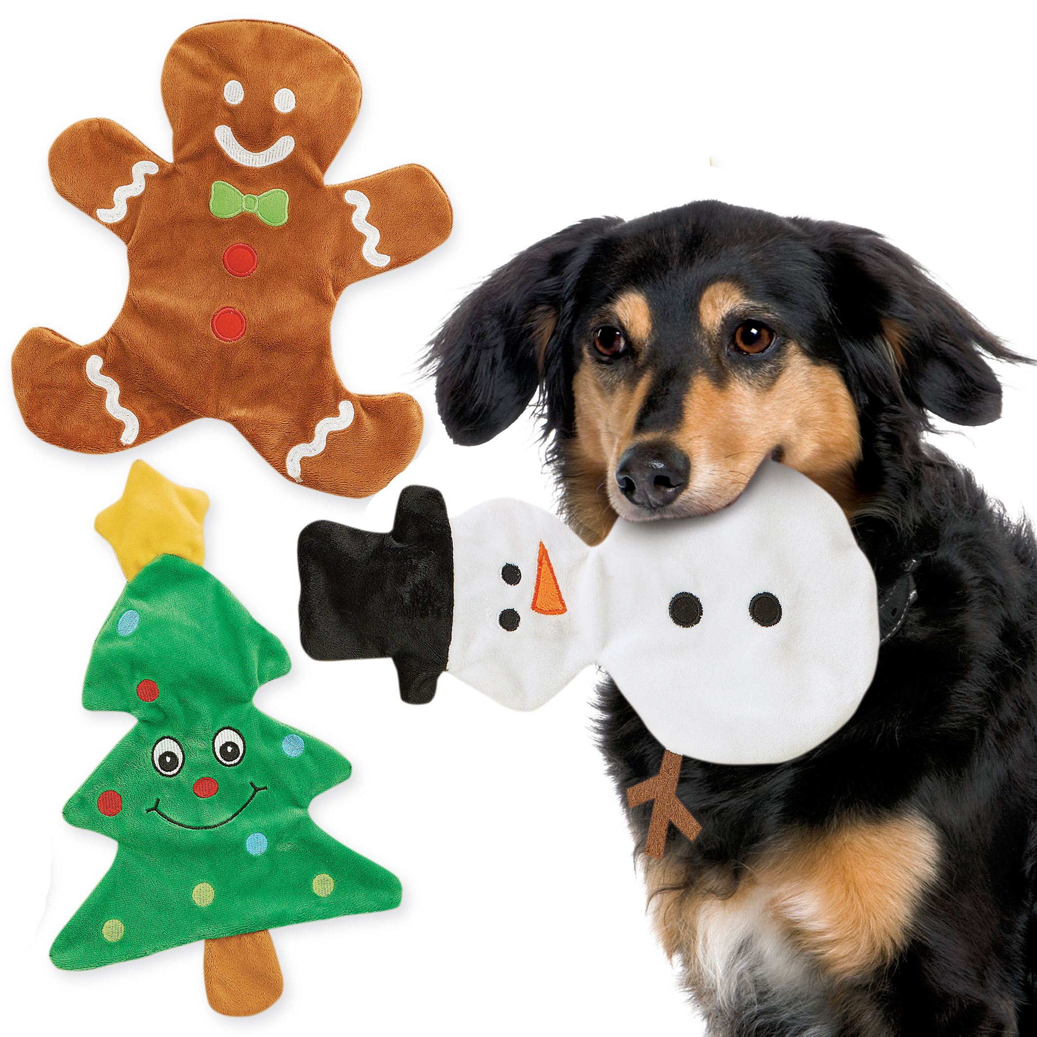 Stuffing Free Holiday Character Dog Toys - Set of 3
