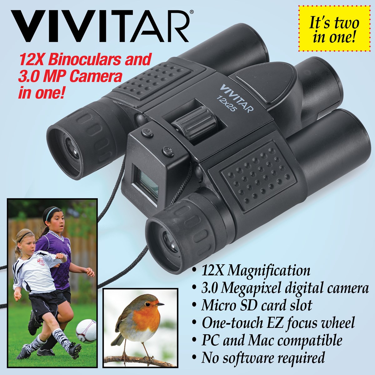 Vivitar 3.0 MP Digital Camera and 12x Binoculars Collections Etc.