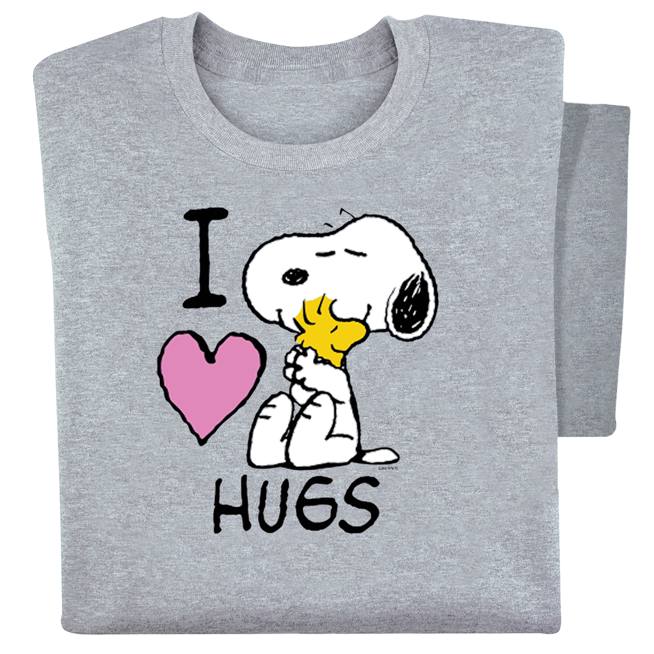 Peanuts Snoopy and Woodstock I Love Hugs T-Shirt, Sport Grey, XX-Large