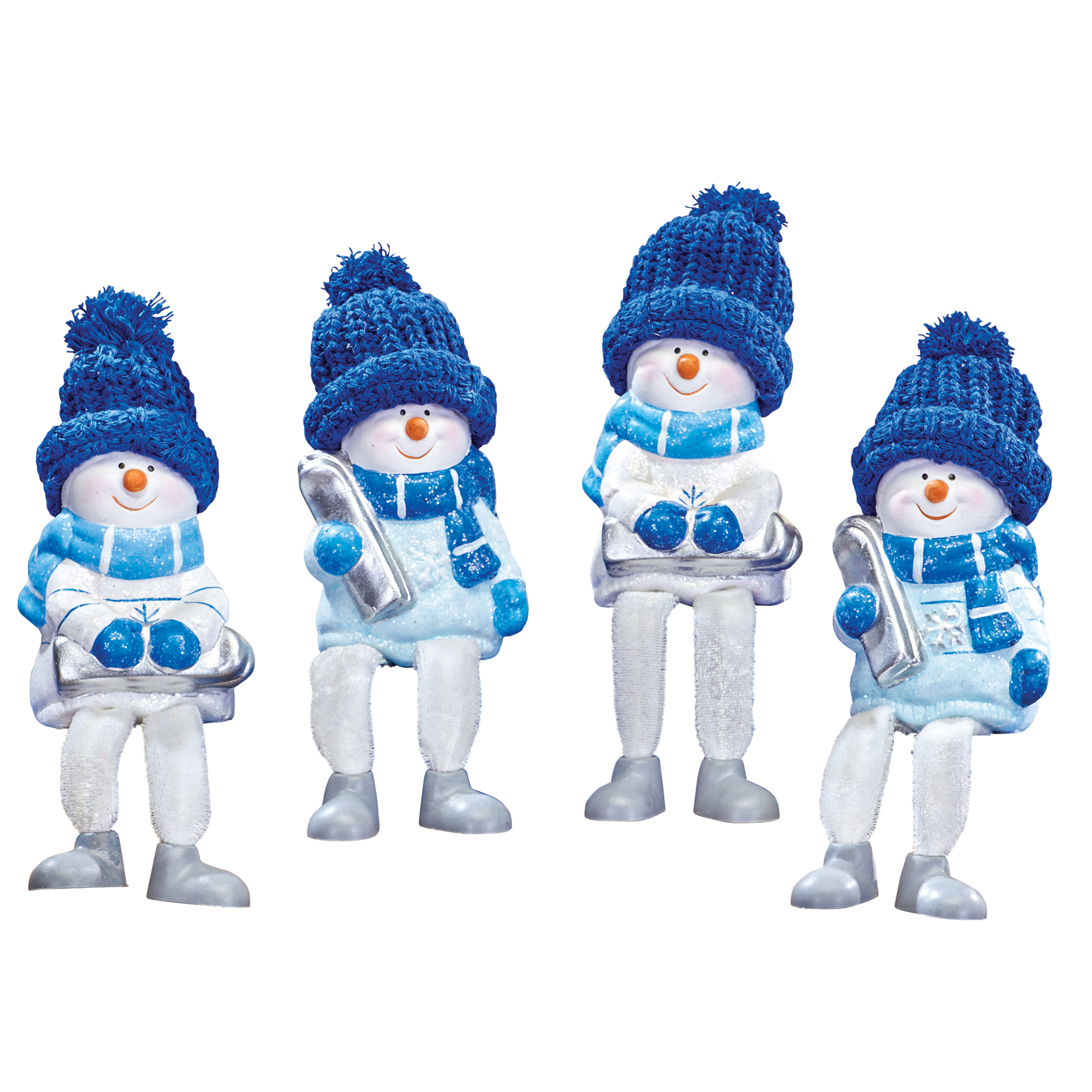 Hand-Painted Snowman Sitter Figurines - Set of 4 2.75 X 2.5 X 8.5