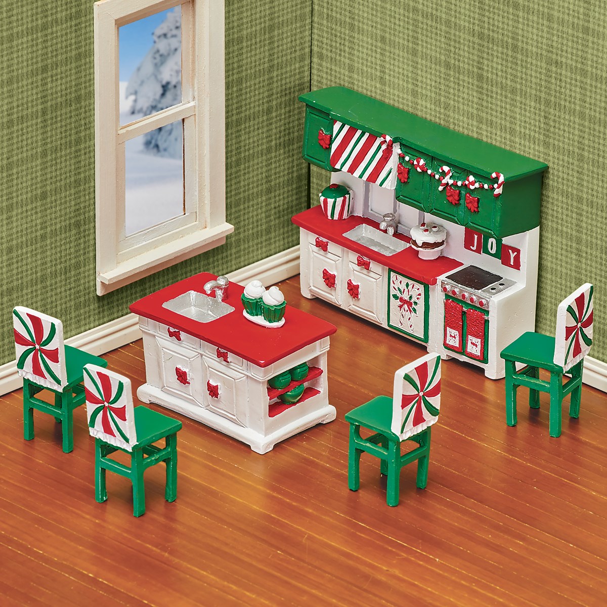 HandPainted Miniature Candy Cane Kitchen Set Set of 6 Collections Etc.