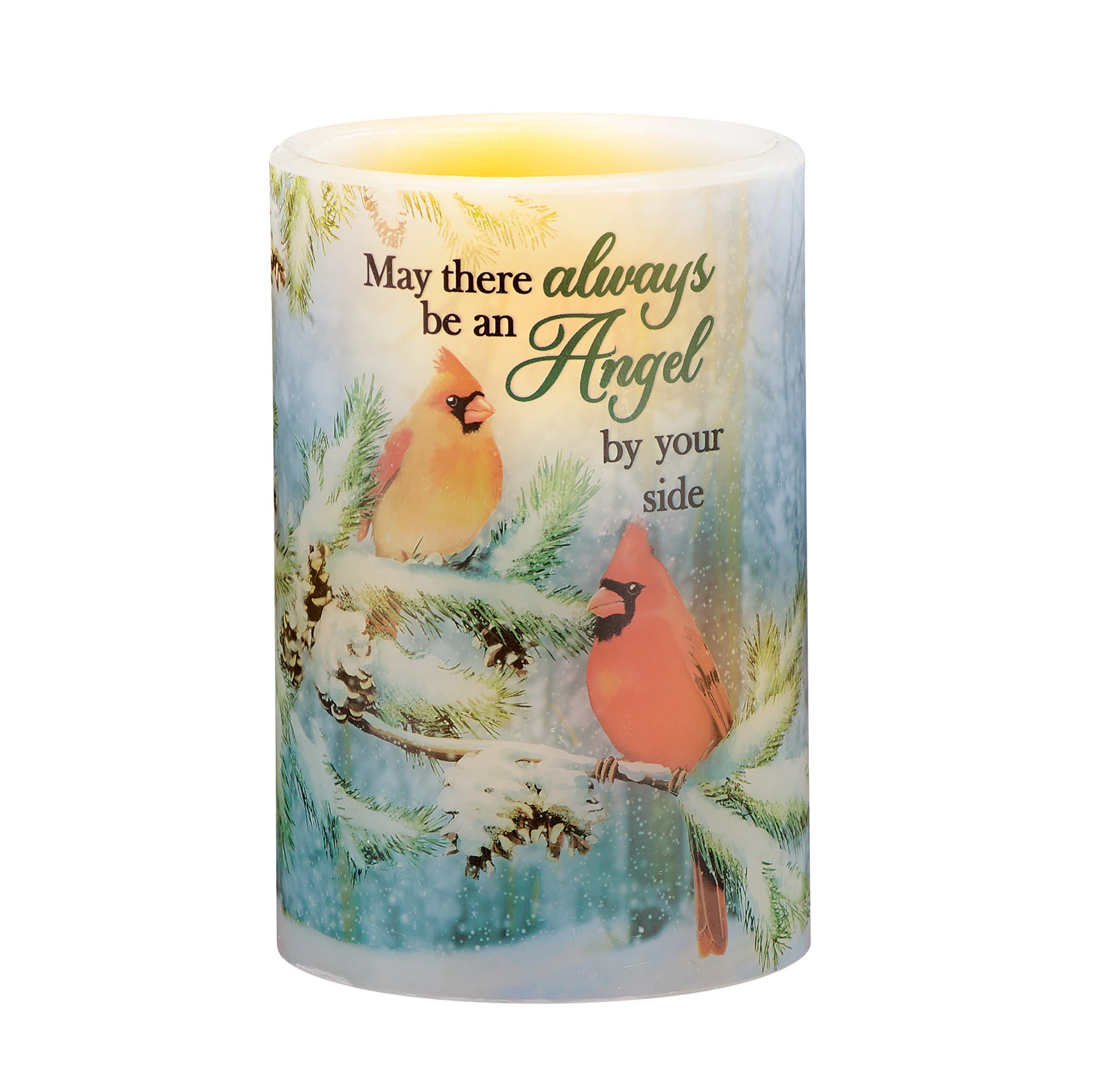 Angel By Your Side Cardinal LED Lighted Flameless Candle 4 X 4 X 6
