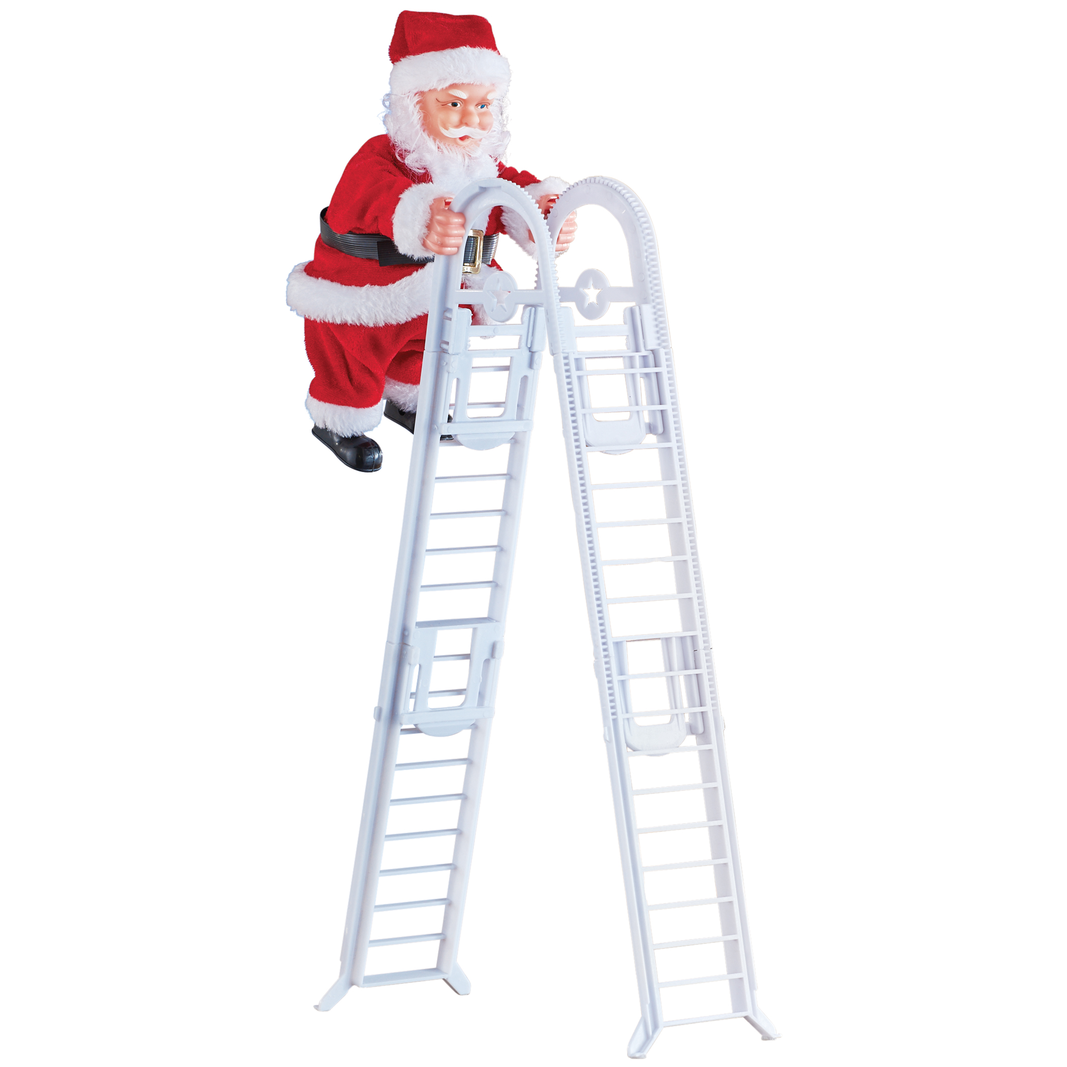 Musical Ladder Climbing Santa Claus Holiday Decor 9 X 3.75 X 16