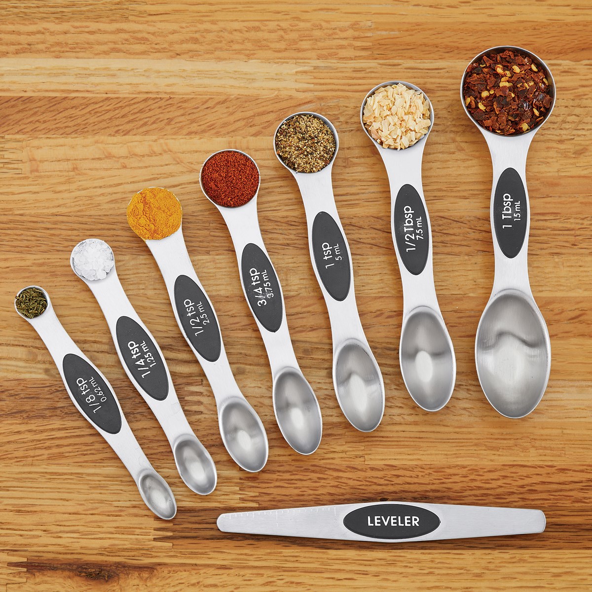 Stainless Steel Measuring Spoons and Leveler 8Piece Set