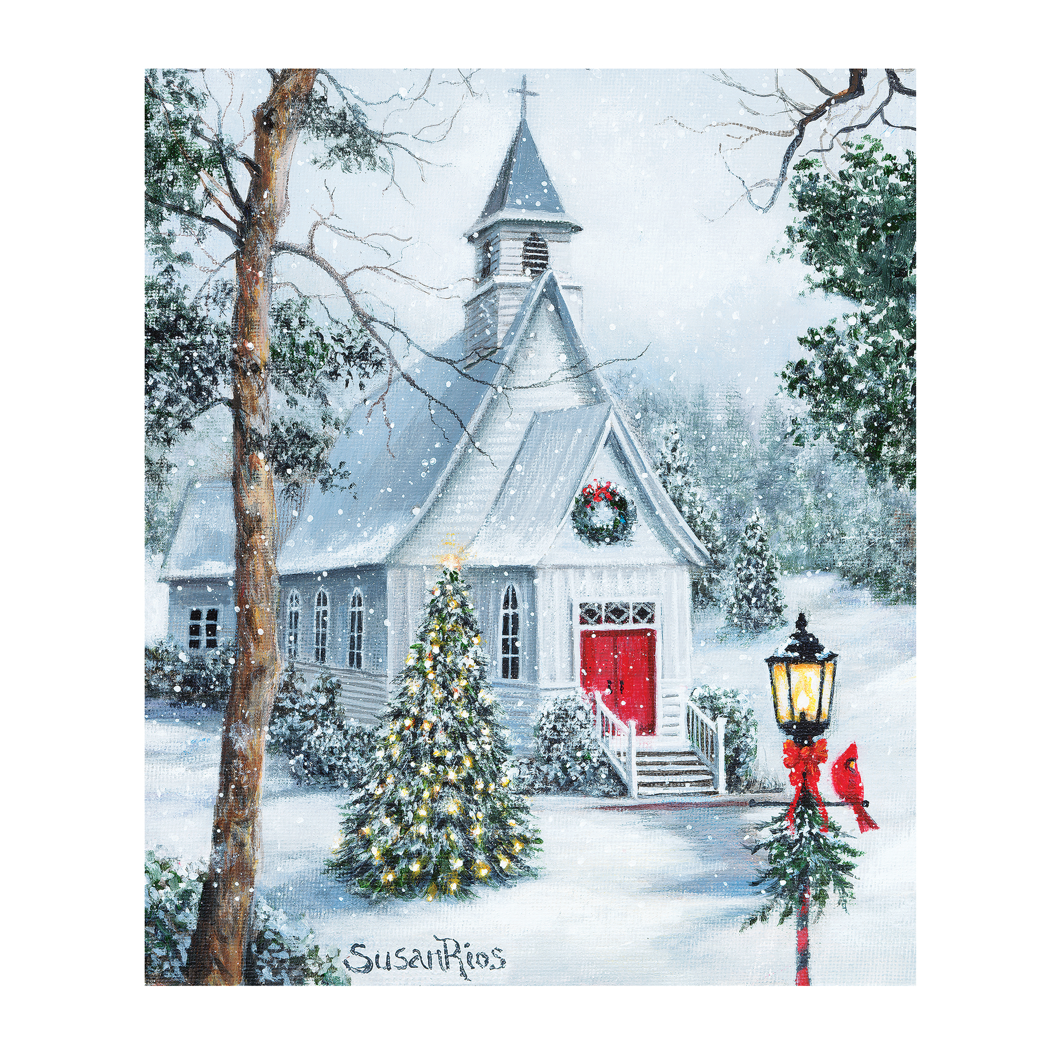 Holiday Church in Snow Dishwasher Cover Magnet by Susan Rios